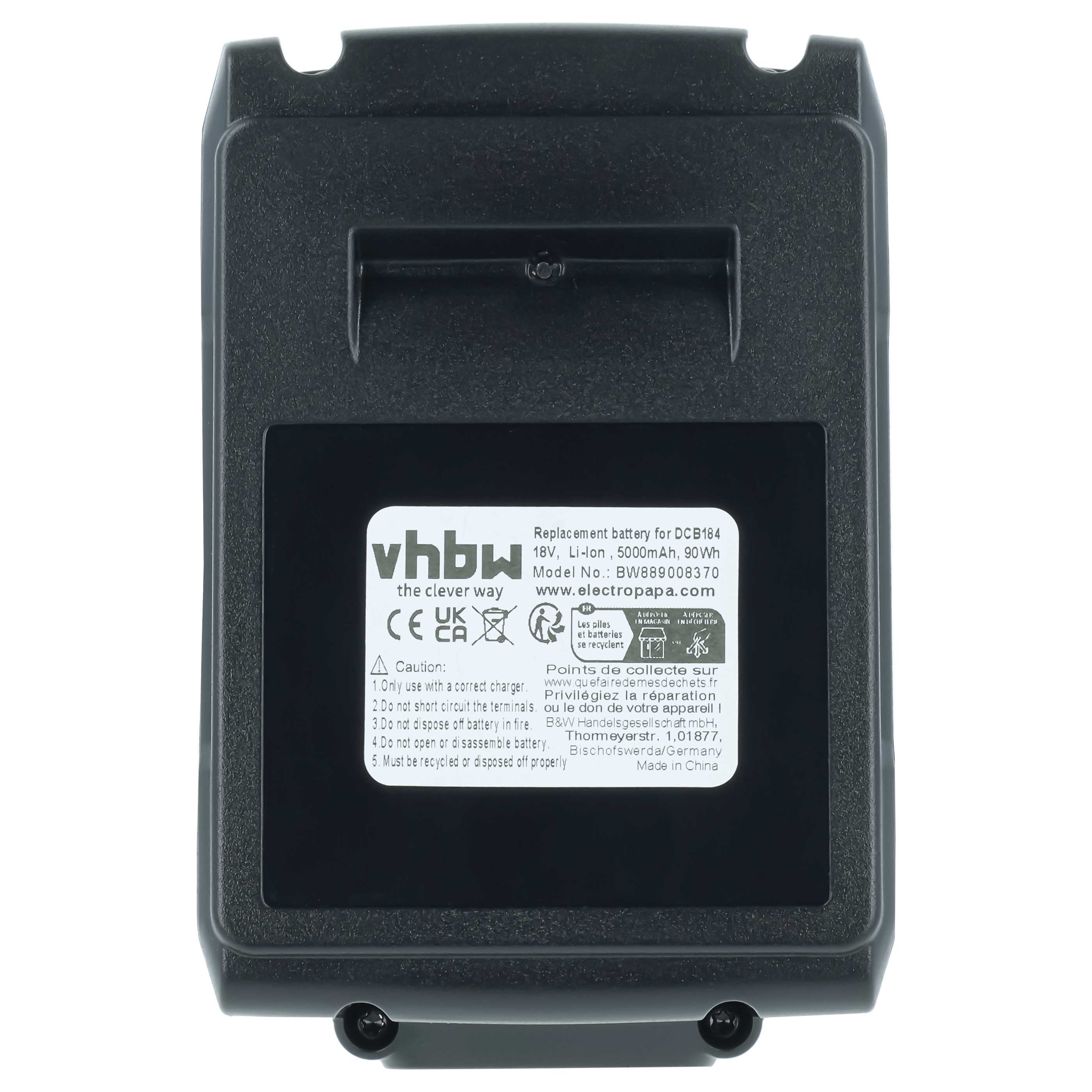 Akku (2x Stück) 18V als Ersatz für Dewalt DCB182, DCB182-XE, DCB180, DCB181-XJ, DCB181 - 5000mAh, Li-Ion