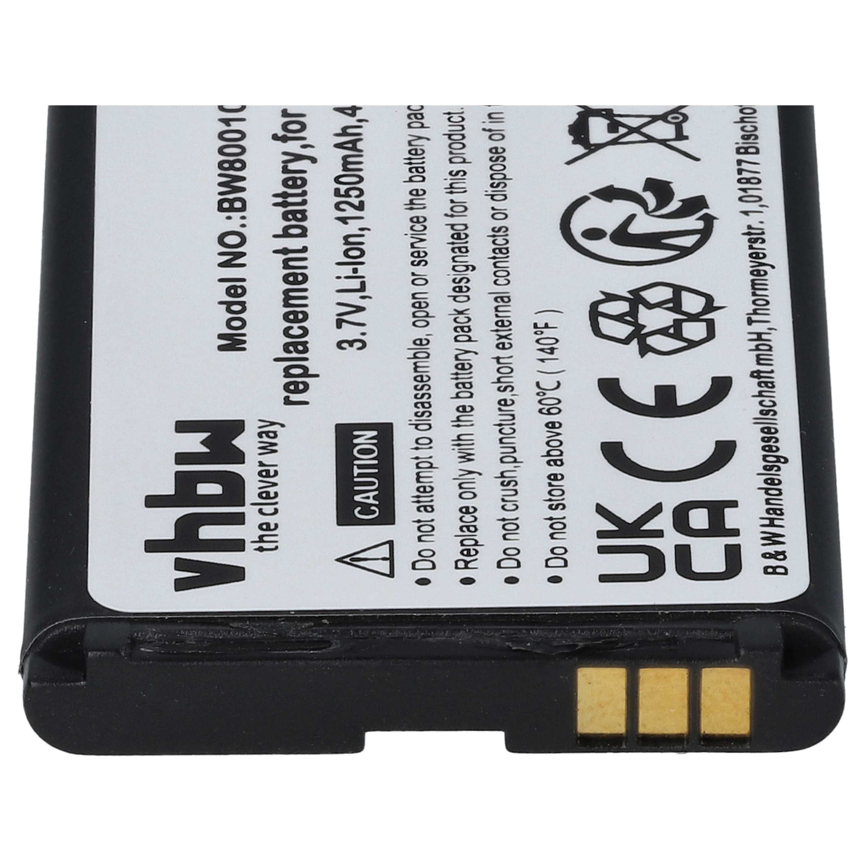 Dictaphone Battery replaces Philips ACC8100/00, ACC8100, 8403 810 00011 - 1250 mAh 3.7 V Li-Ion