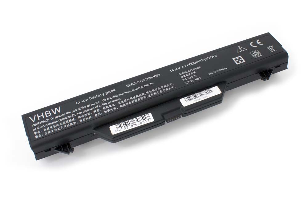 Batterie remplace HP 513130-321, 535808-001 pour ordinateur portable - 6600mAh 14,4V Li-ion, noir