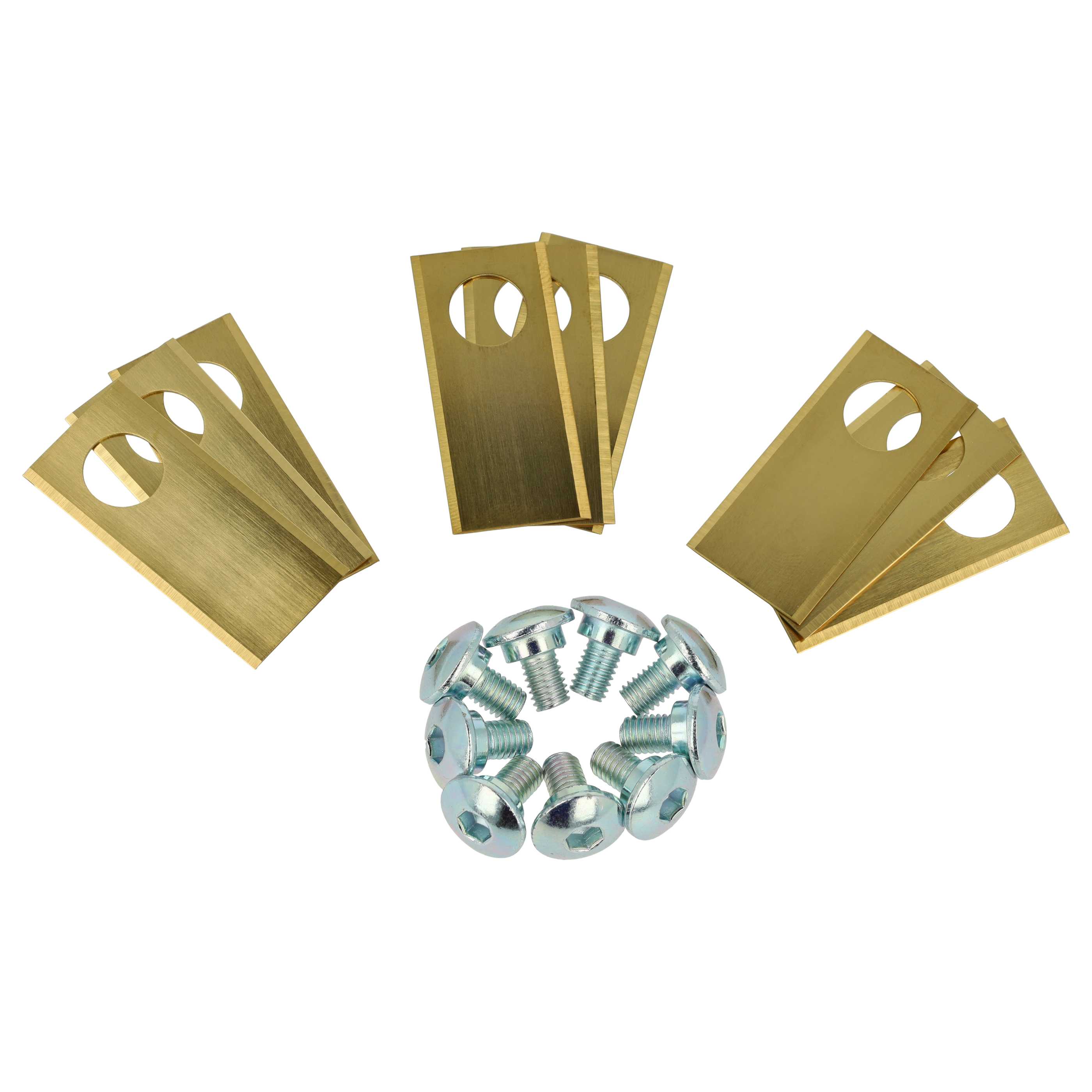 9x Lames remplace Worx WA0176 pour tondeuse – Couteaux acier (revêtement en titane), Silber Gold
