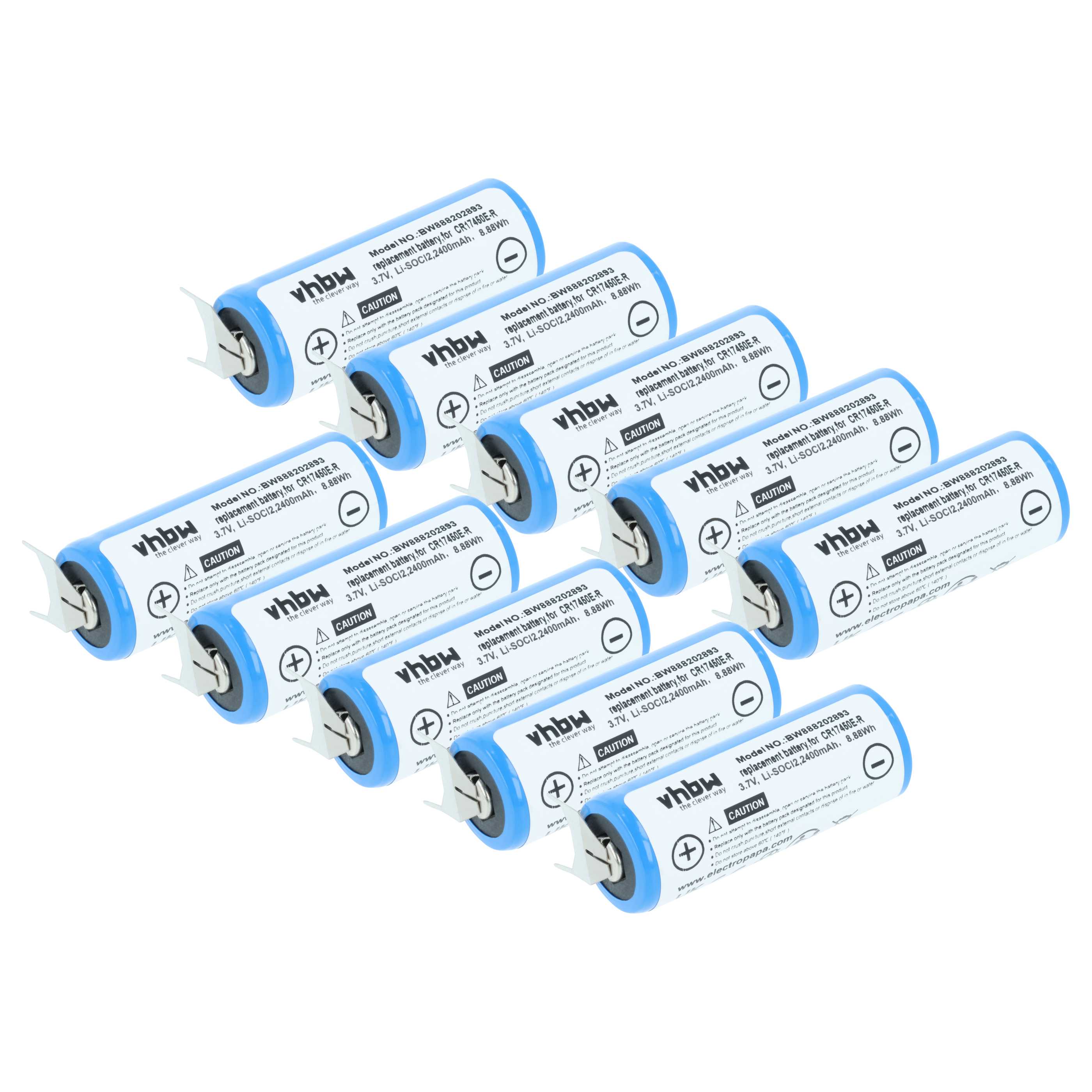 10x Bateria zamiennik CR17450E-R - 2400 mAh 3 V Li-Ion