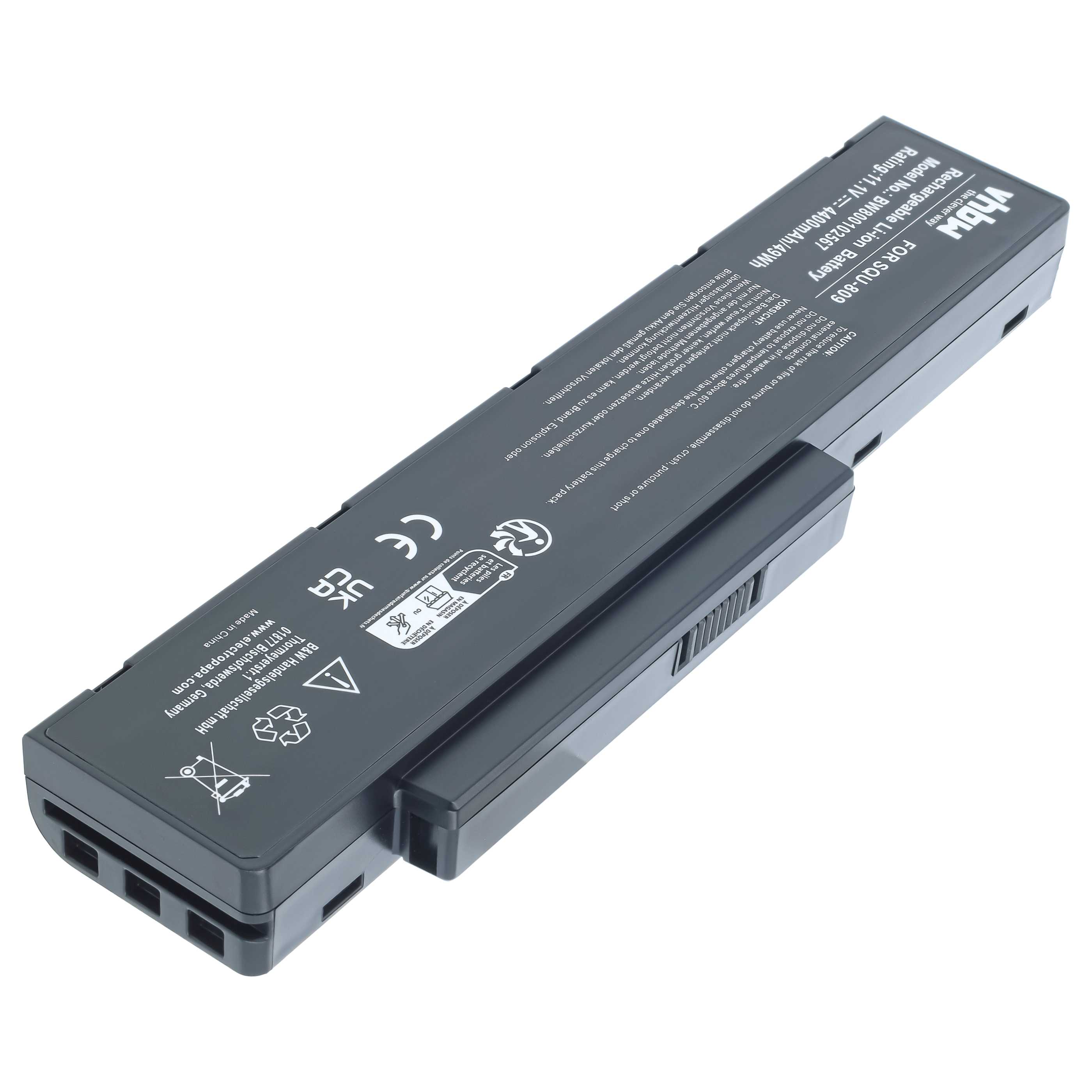 Notebook-Akku als Ersatz für Fujitsu-Siemens 3UR18650-2-T0182 - 4400mAh 11,1V Li-Ion, schwarz