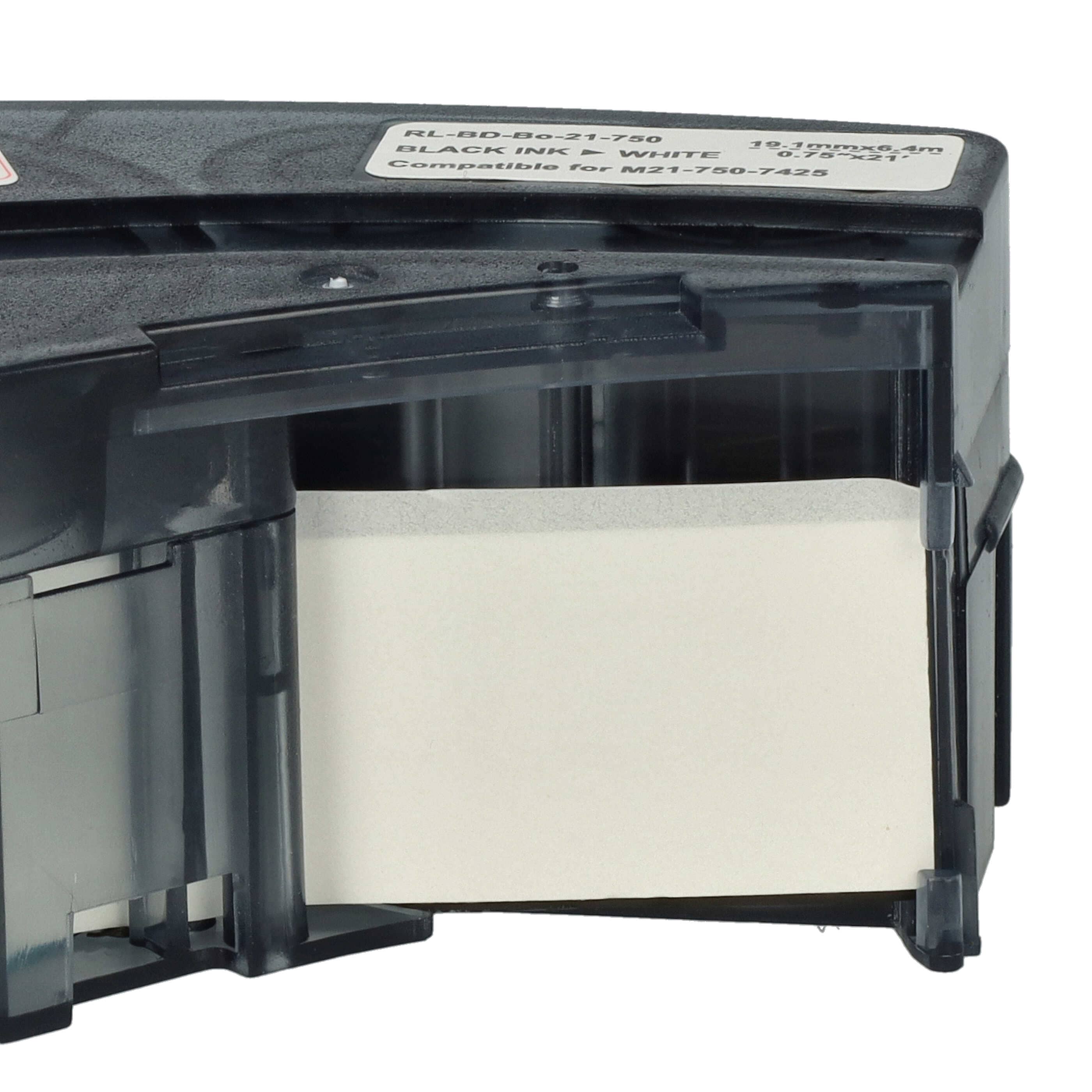 2x Schriftband als Ersatz für Brady M21-750-7425 19,05mm Schwarz auf Weiß