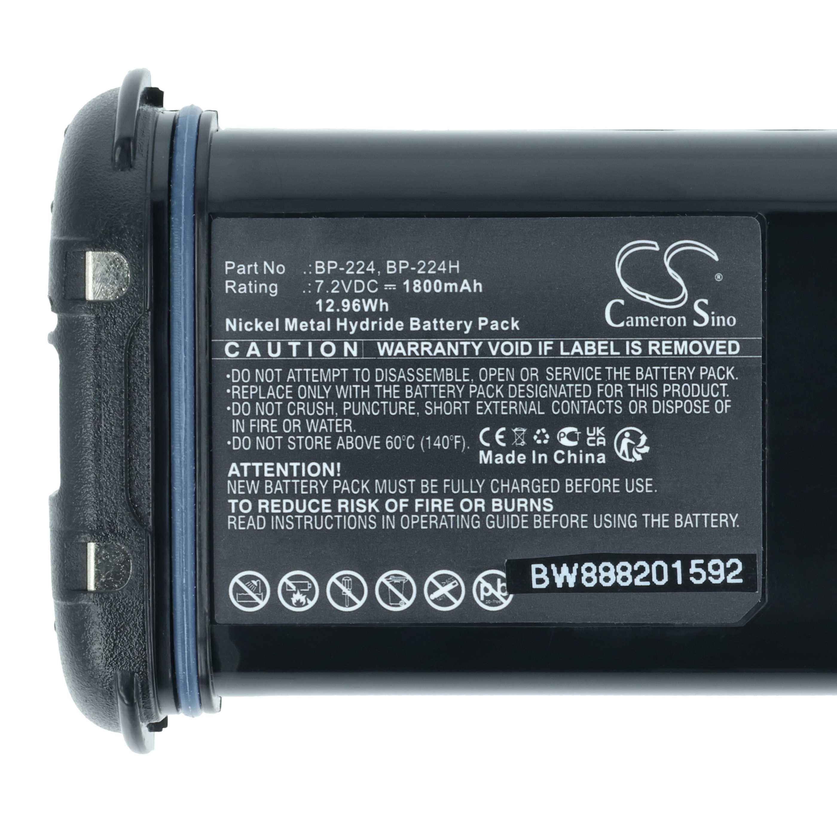 Radio Battery replaces Icom BP-224, BP-224H - 1800 mAh 7.2 V NiMH