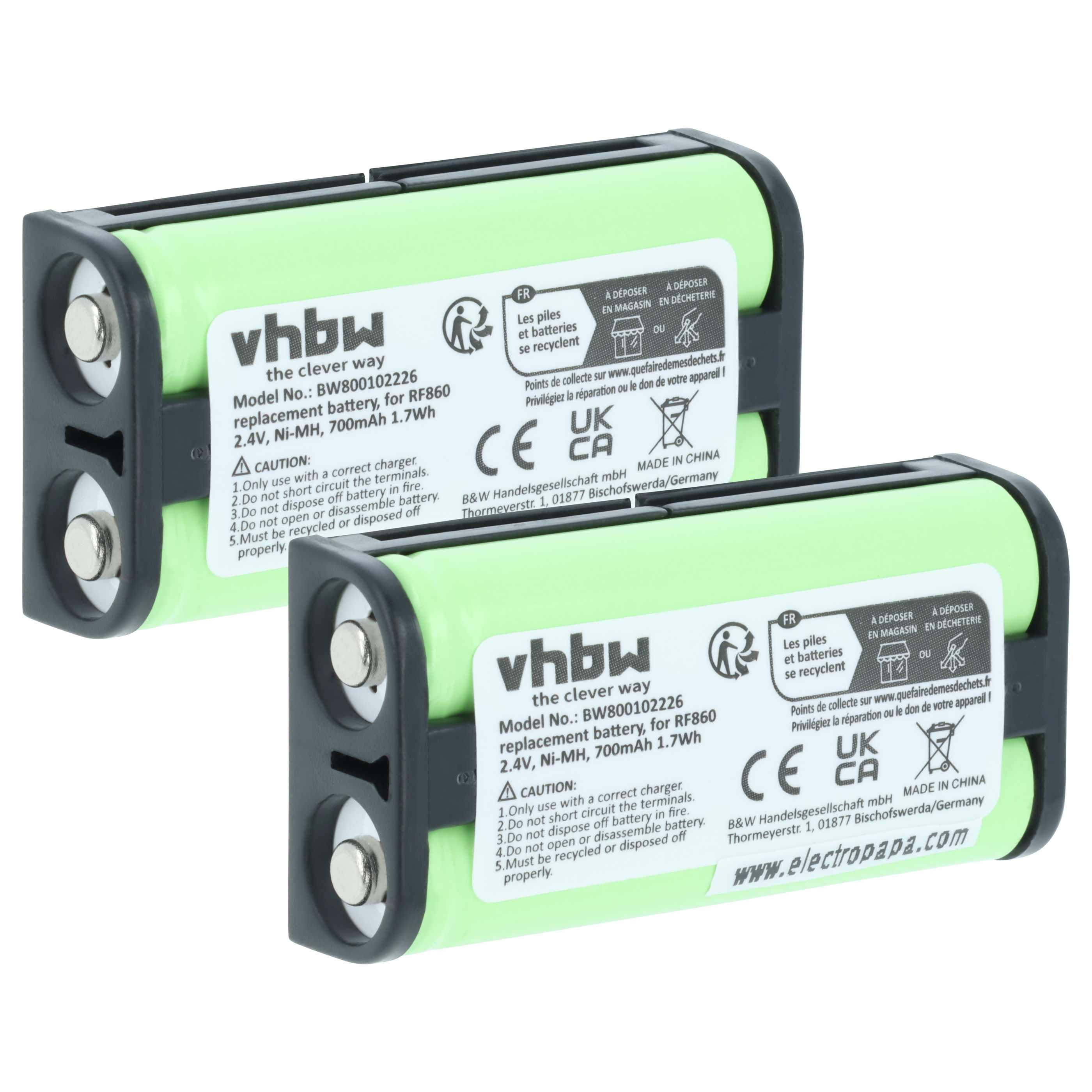 2x Batteria sostituisce Sony BP-HP550-11 per auricolari cuffie - 700mAh 2,4V NiMH