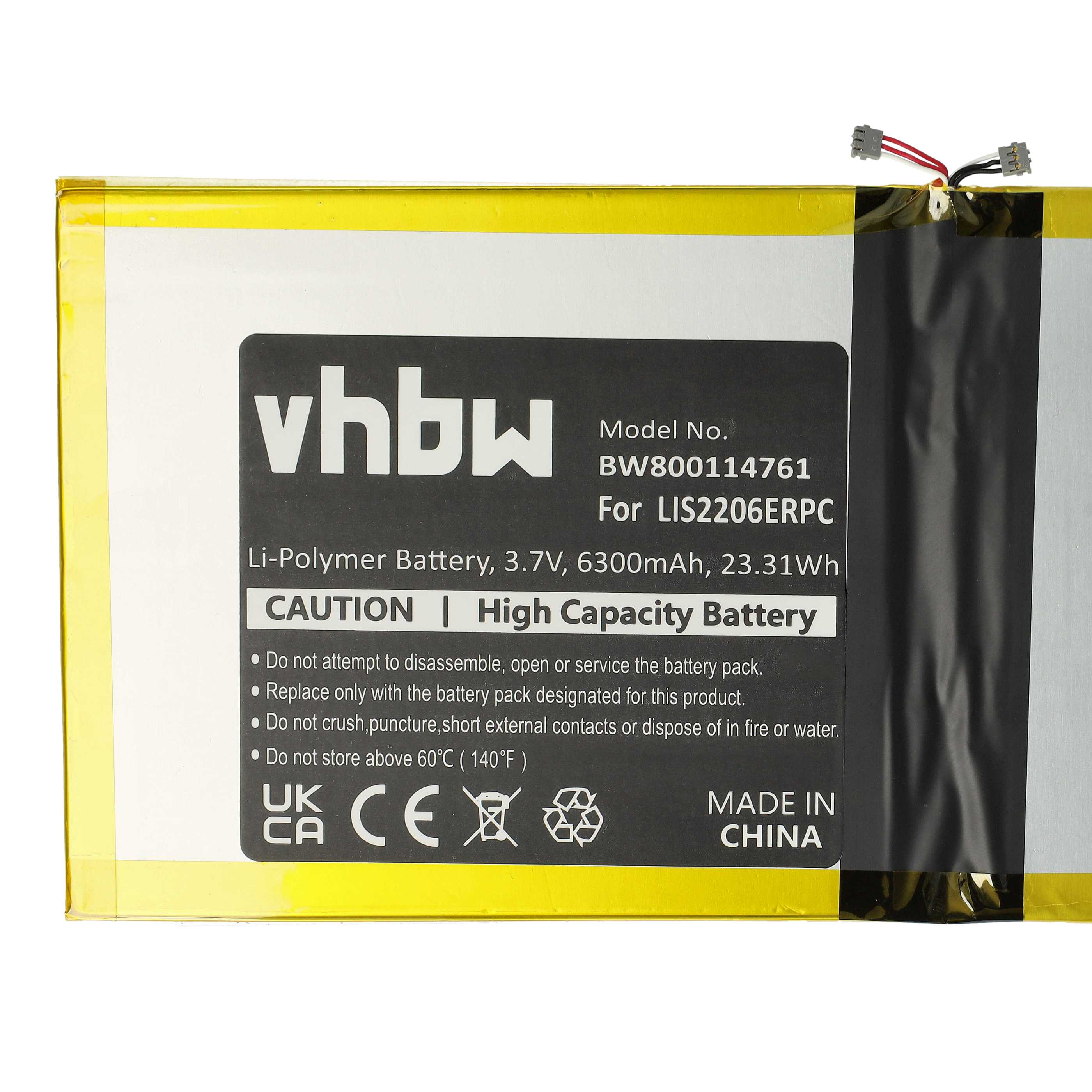 Tablet Battery Replacement for Sony LIS2206ERPC, 1277-3631.1B, 1ICP3/102/112-2 - 6000 mAh 3.8 V Li-polymer