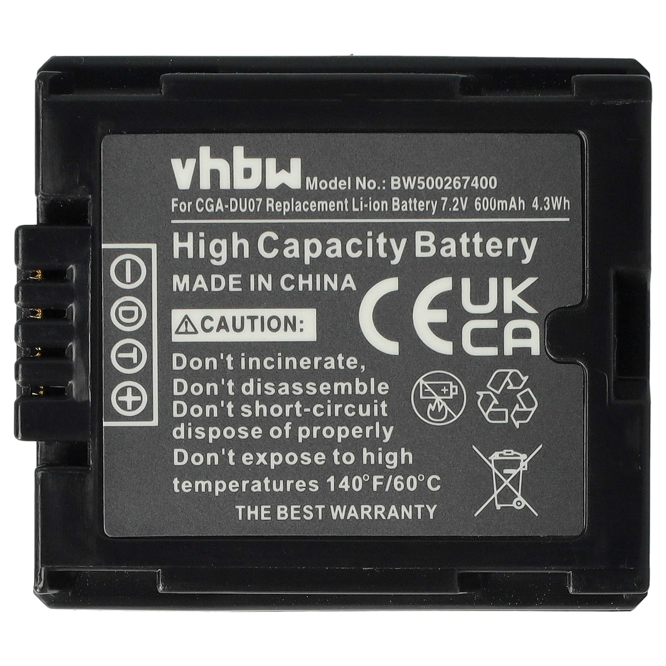 Batteria per videocamera sostituisce Hitachi DZ-BP07s, DZ-BP14s, DZ-BP21s Hitachi - 600mAh 7,2V Li-Ion