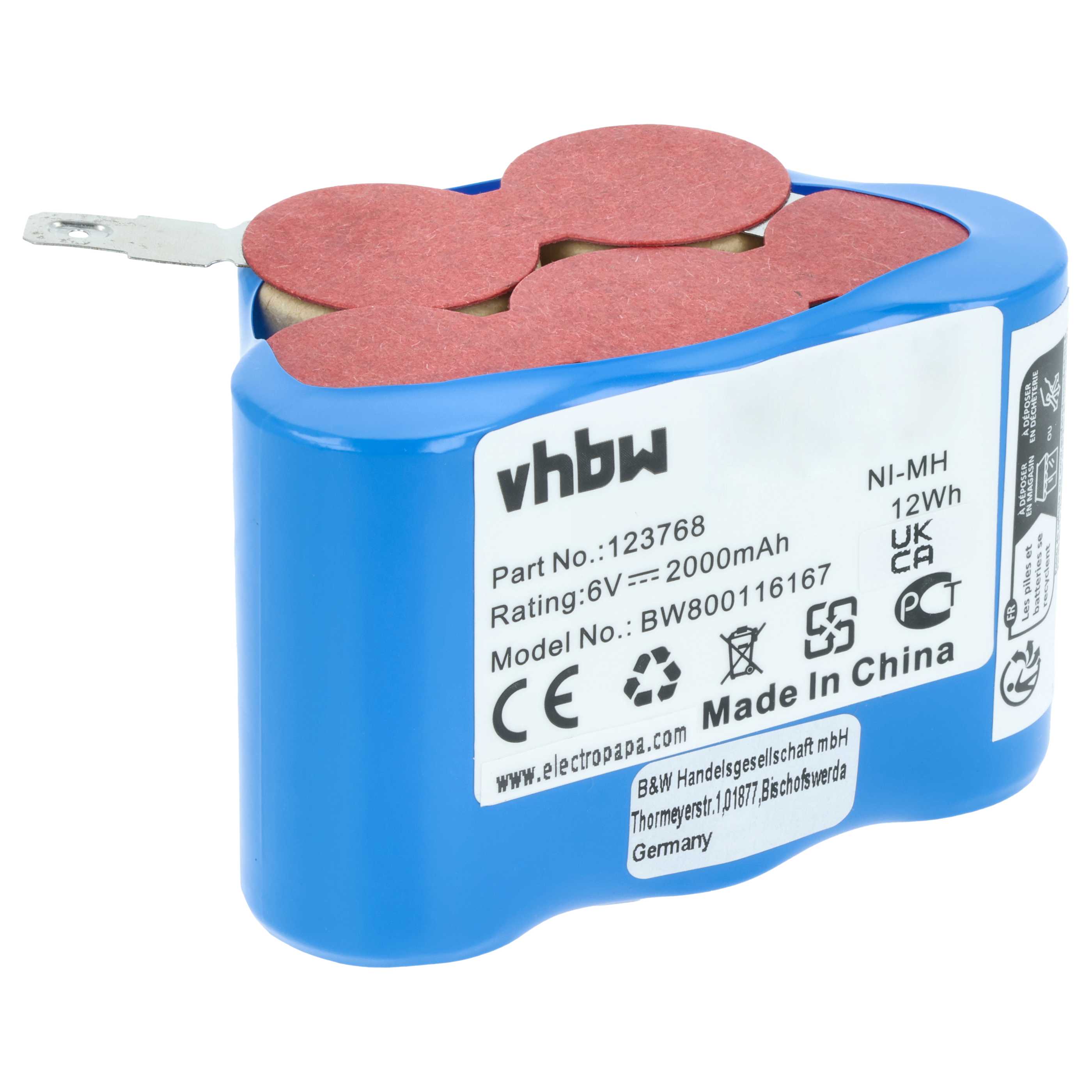Moped Battery Pack replaces 93230 5, VYRR, VYRR6, 123768 - 2 Ah 6 V NiMH