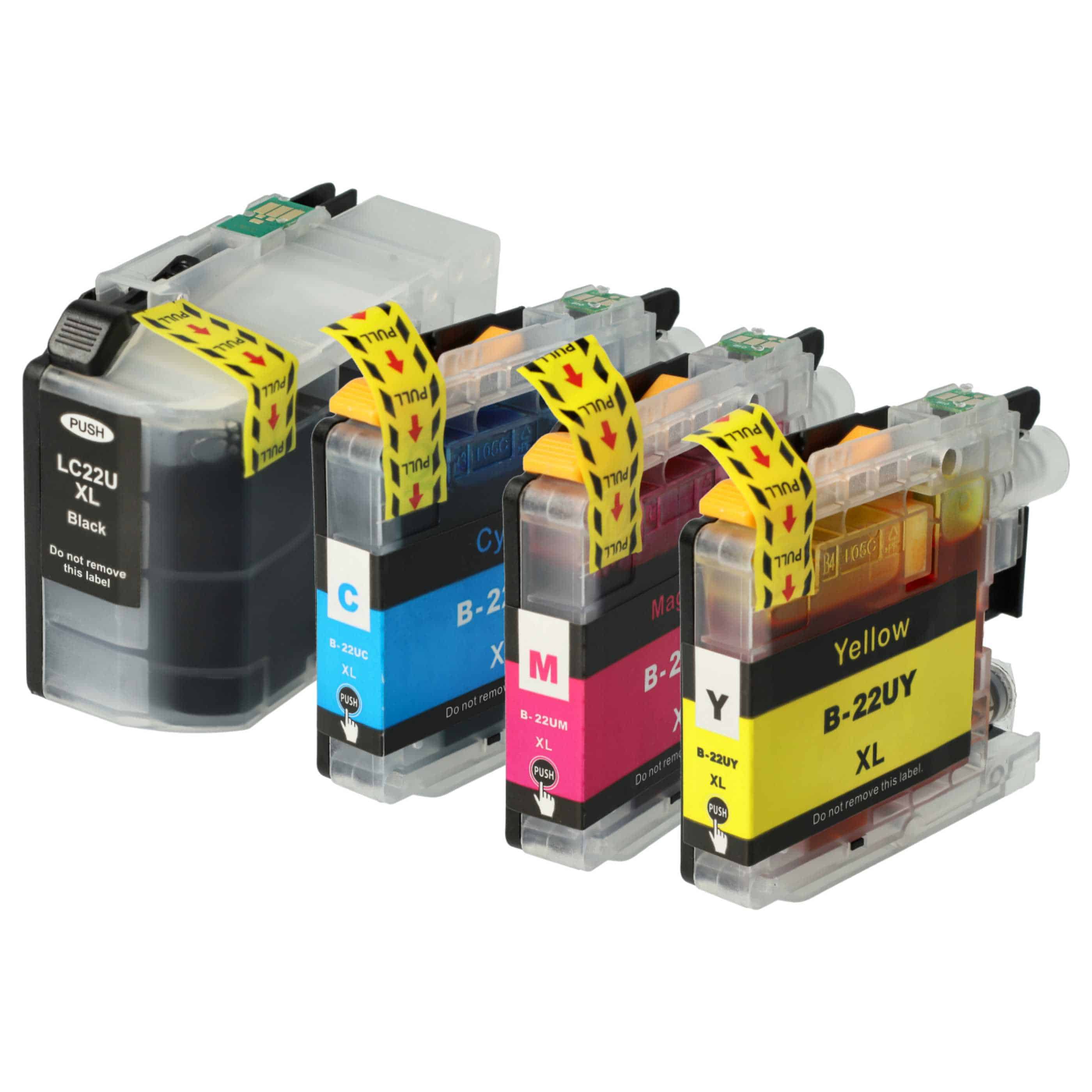 4x Ink Cartridges replaces Brother LC22UBK, LC-22U BK, LC-22UBK for DCP-J925DW Printer - Multi-Coloured