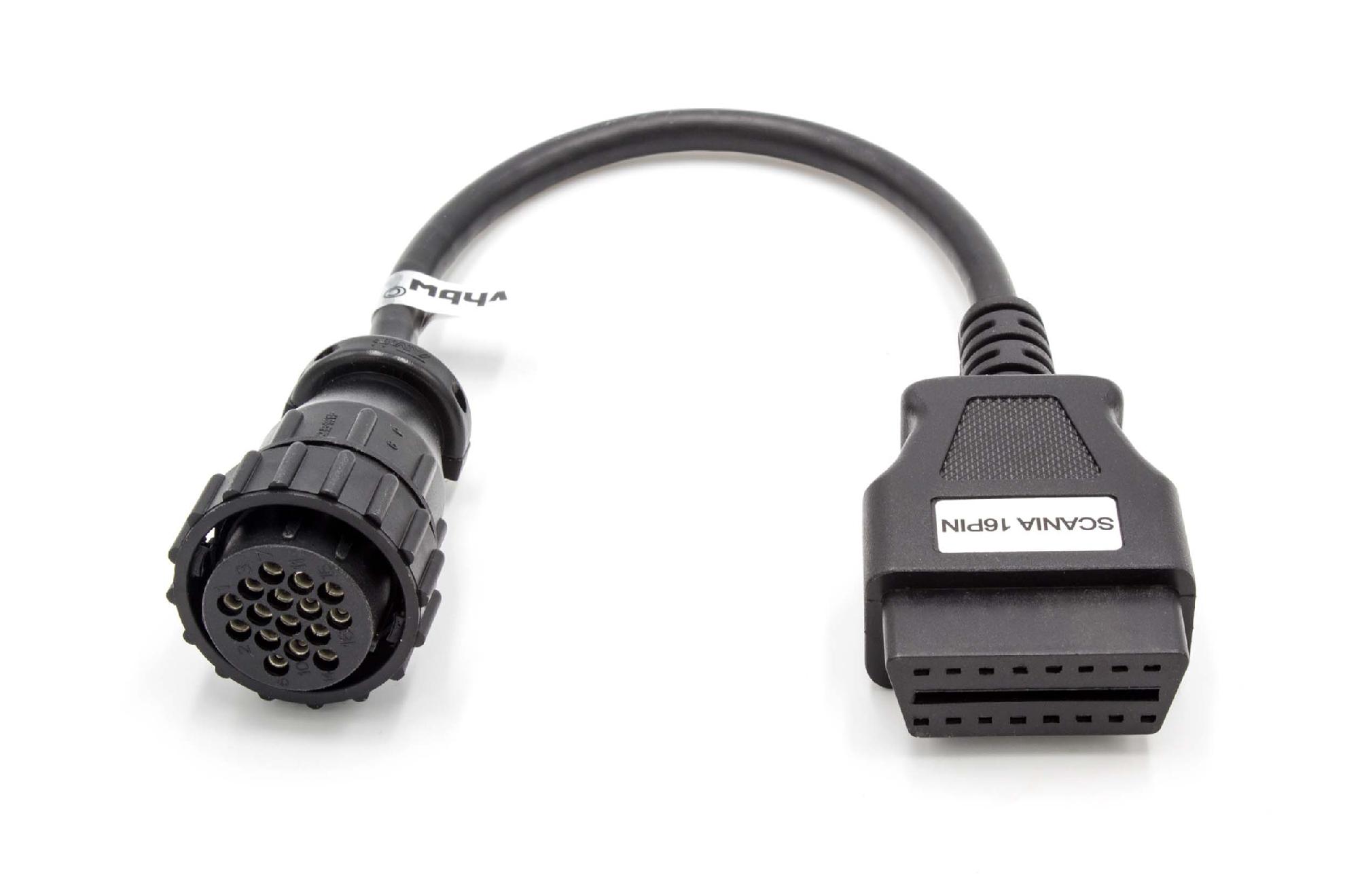 vhbw OBD2 Adapter 16Pin OBD1 to OBD2 compatible with SCA Vehicle - 30 cm