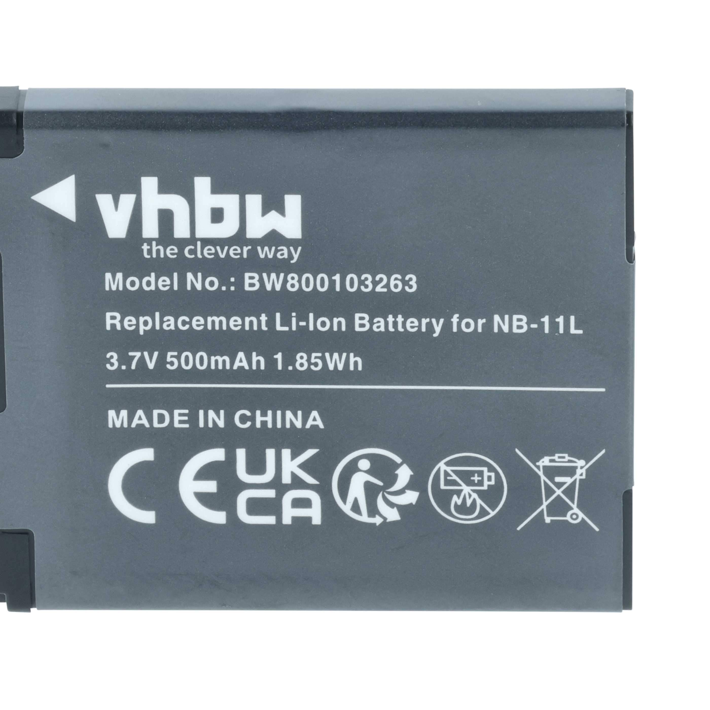 Batteria sostituisce Canon NB-11LH, NB-11L per fotocamera - 500mAh 3,7V Li-Ion