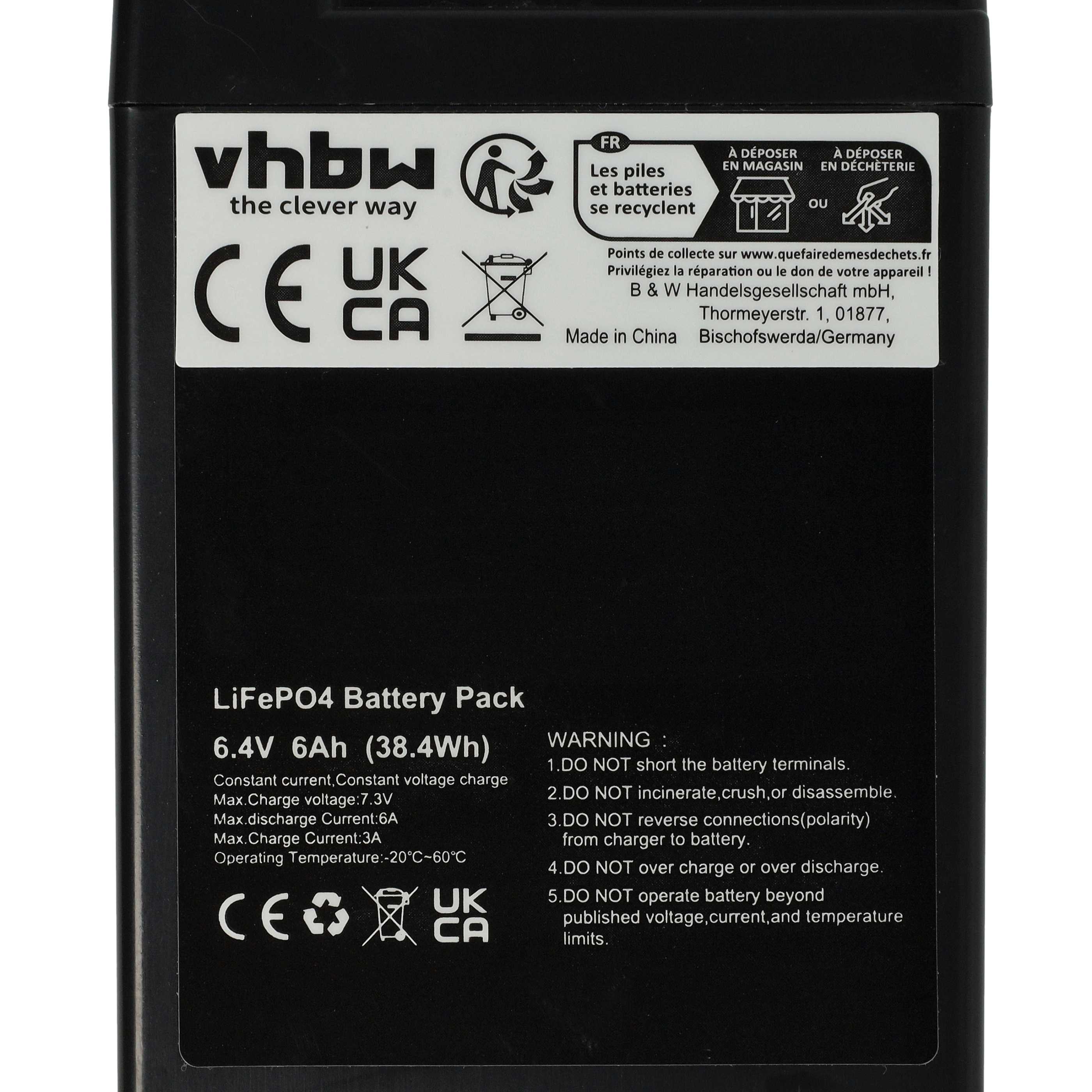 4x Batteria per camper, barca, camping, roulotte, impianto solare - 6Ah 6,4V LiFePO4