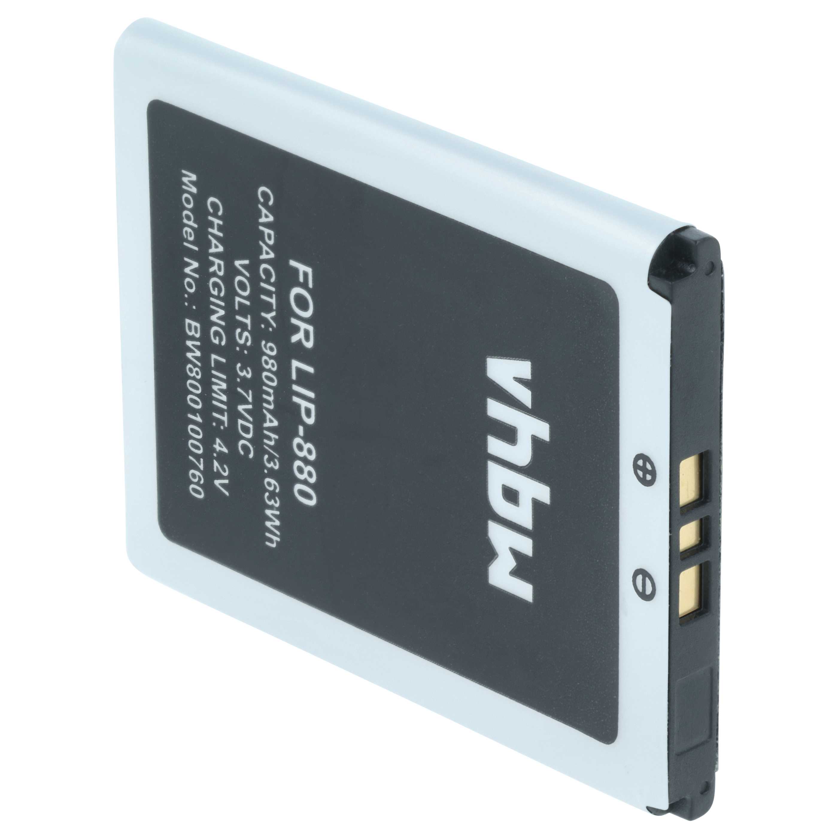 Batteria per MP3 music player sostituisce Sony LIP-880PD, LIP-880PD-B, LIP-880 - 980mAh 3,7V Li-Ion