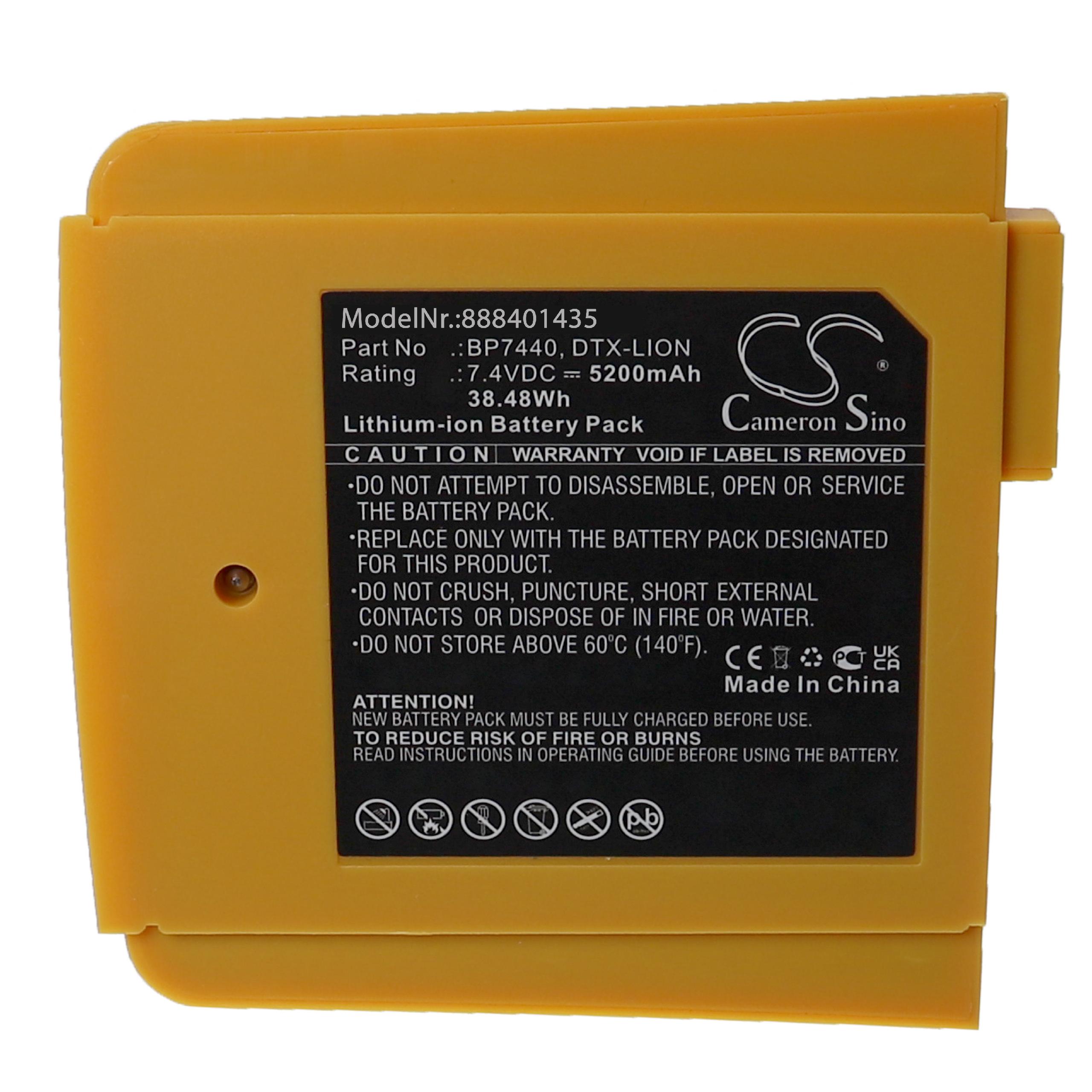 Batterie remplace Fluke DTX-LION, BP7440 pour outil de mesure - 5200mAh 7,4V Li-ion