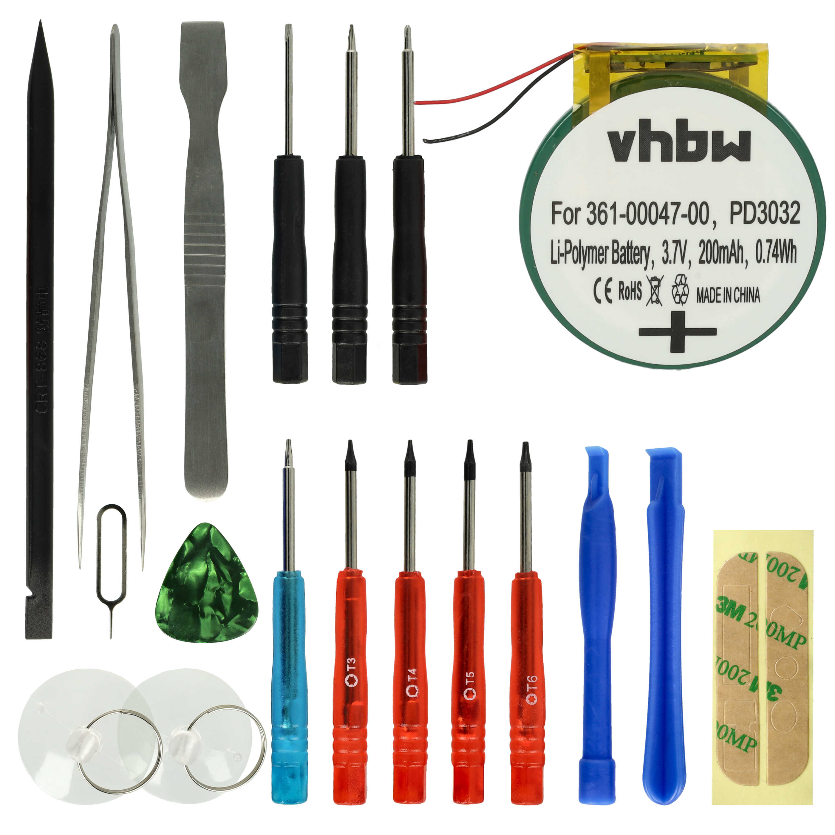Smartwatch Battery replaces Garmin 361-00047-00, PD3032 - 200 mAh 3.7 V Li-polymer + Tools