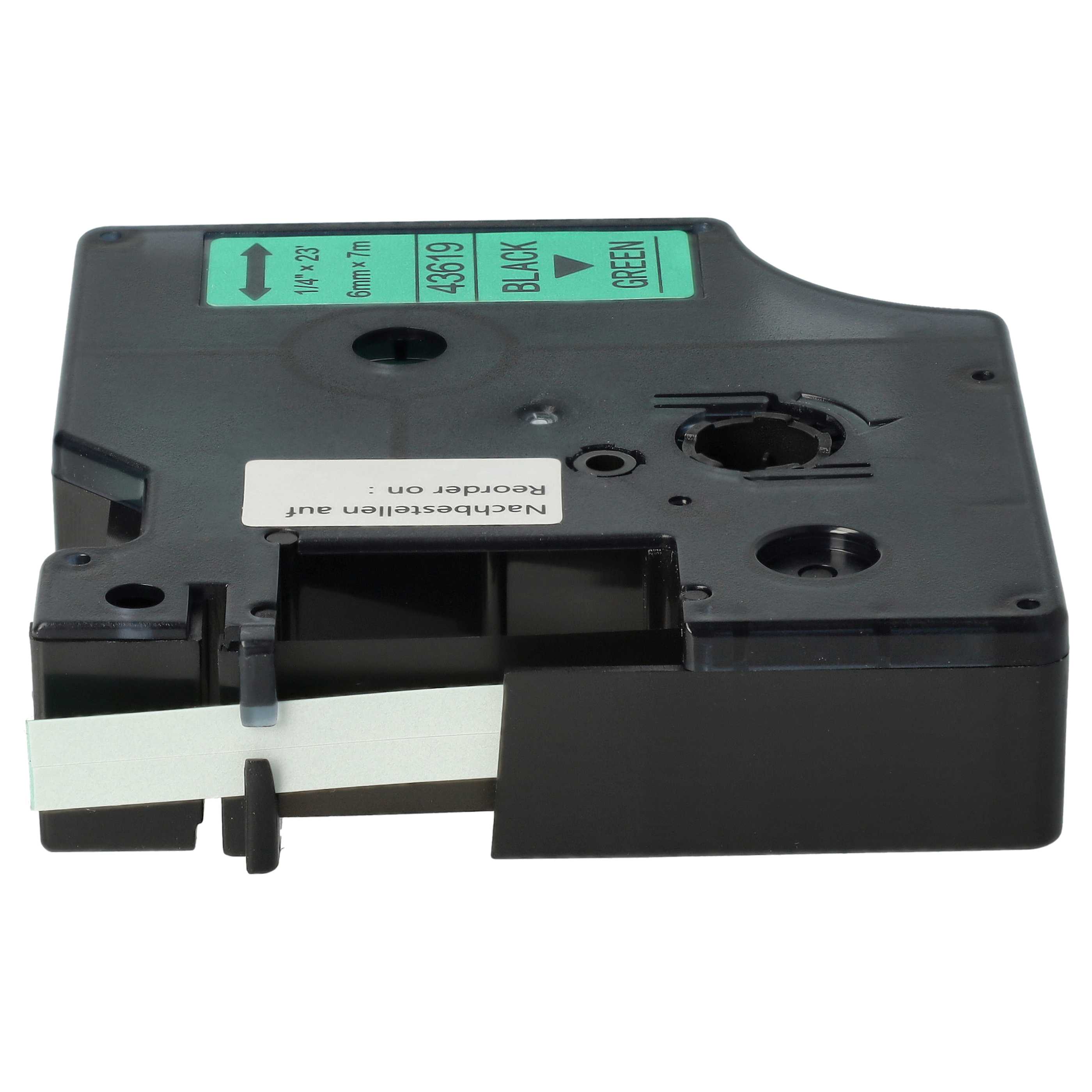 Label Tape replaces Dymo 43619, D1 - 6 mm Black to Green