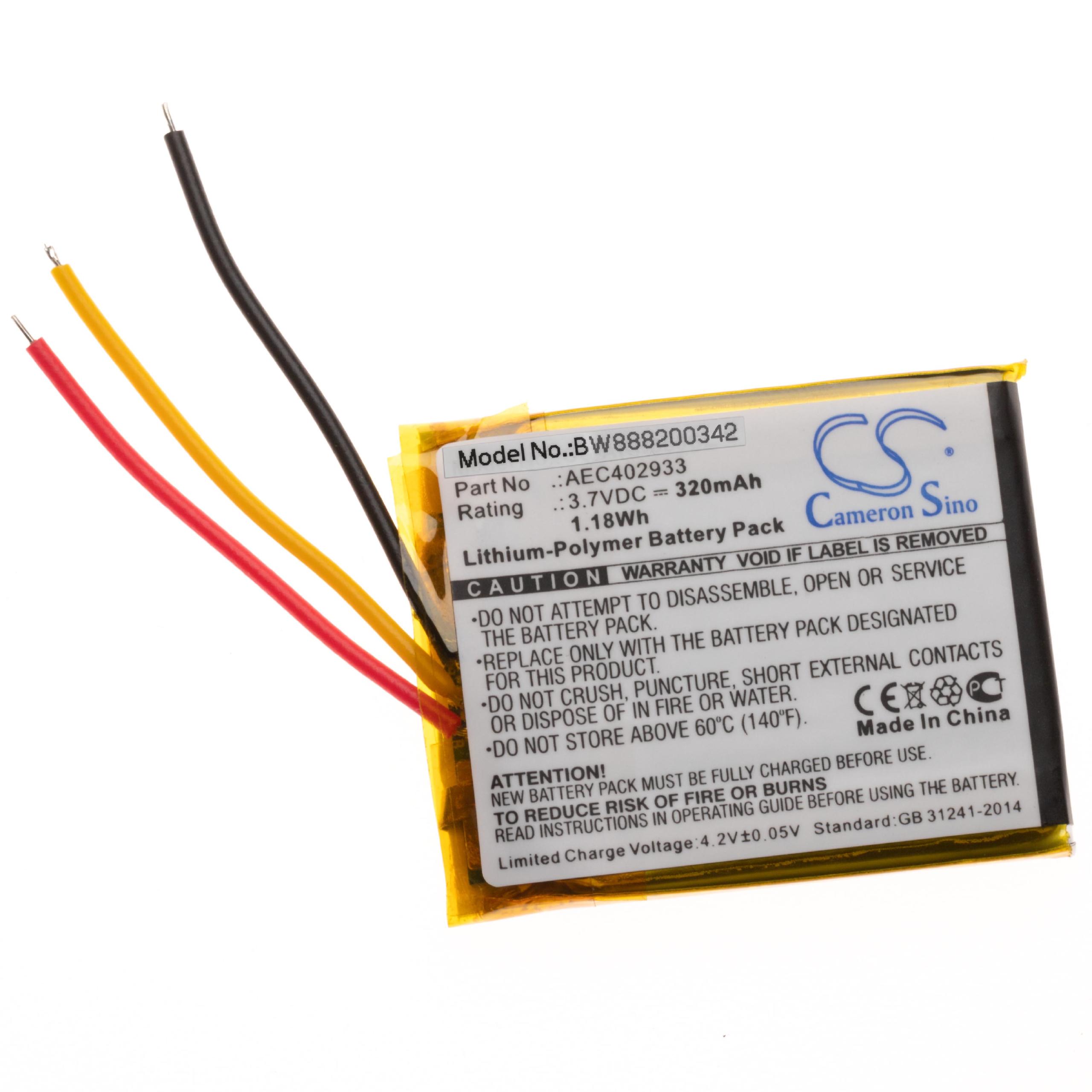Akumulator do słuchawek bezprzewodowych zamiennik AKG AEC402933 - 320 mAh 3,7 V LiPo