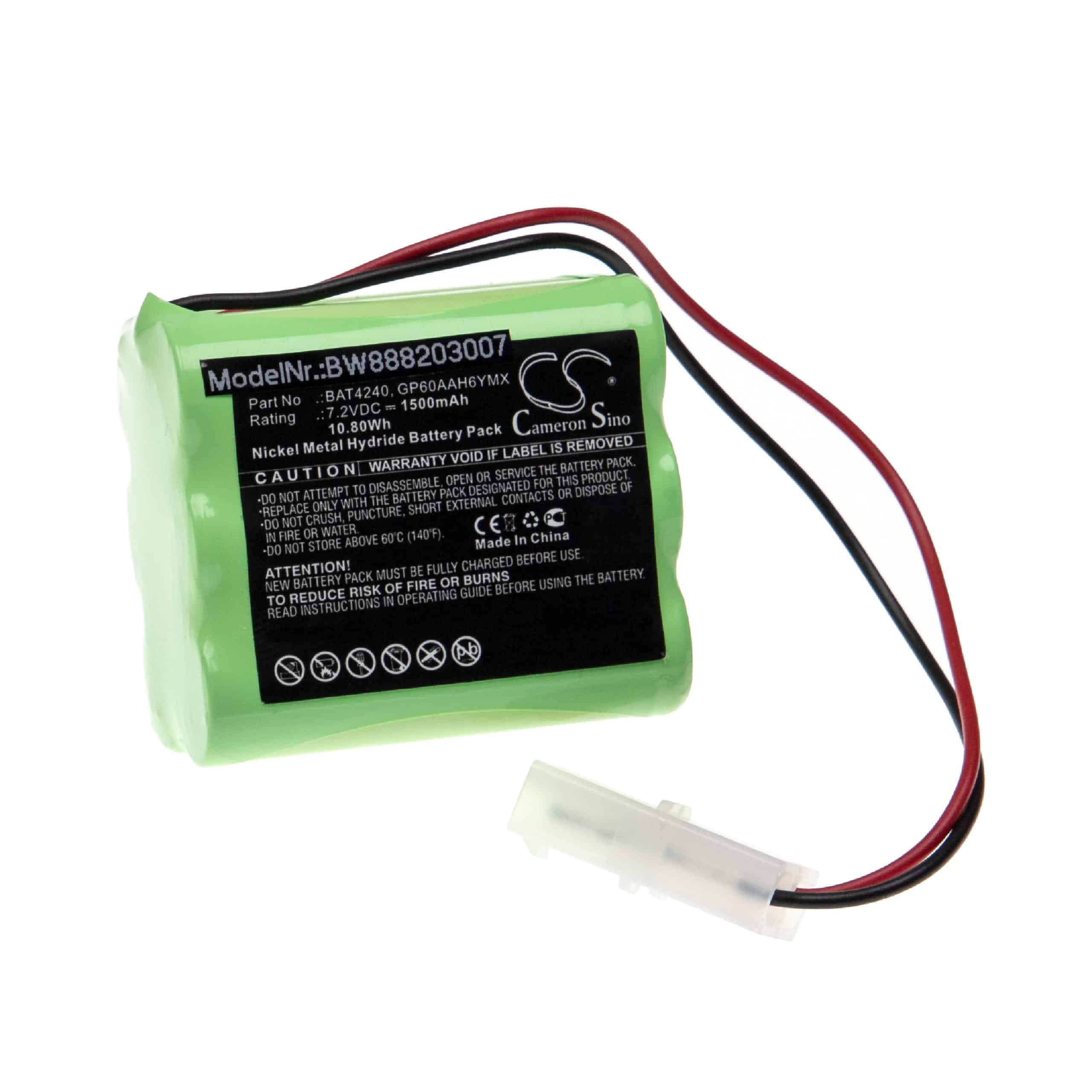 Electric Fire Battery Replacement for Burley BAT4240, GP60AAH6YMX - 1500mAh 7.2V NiMH