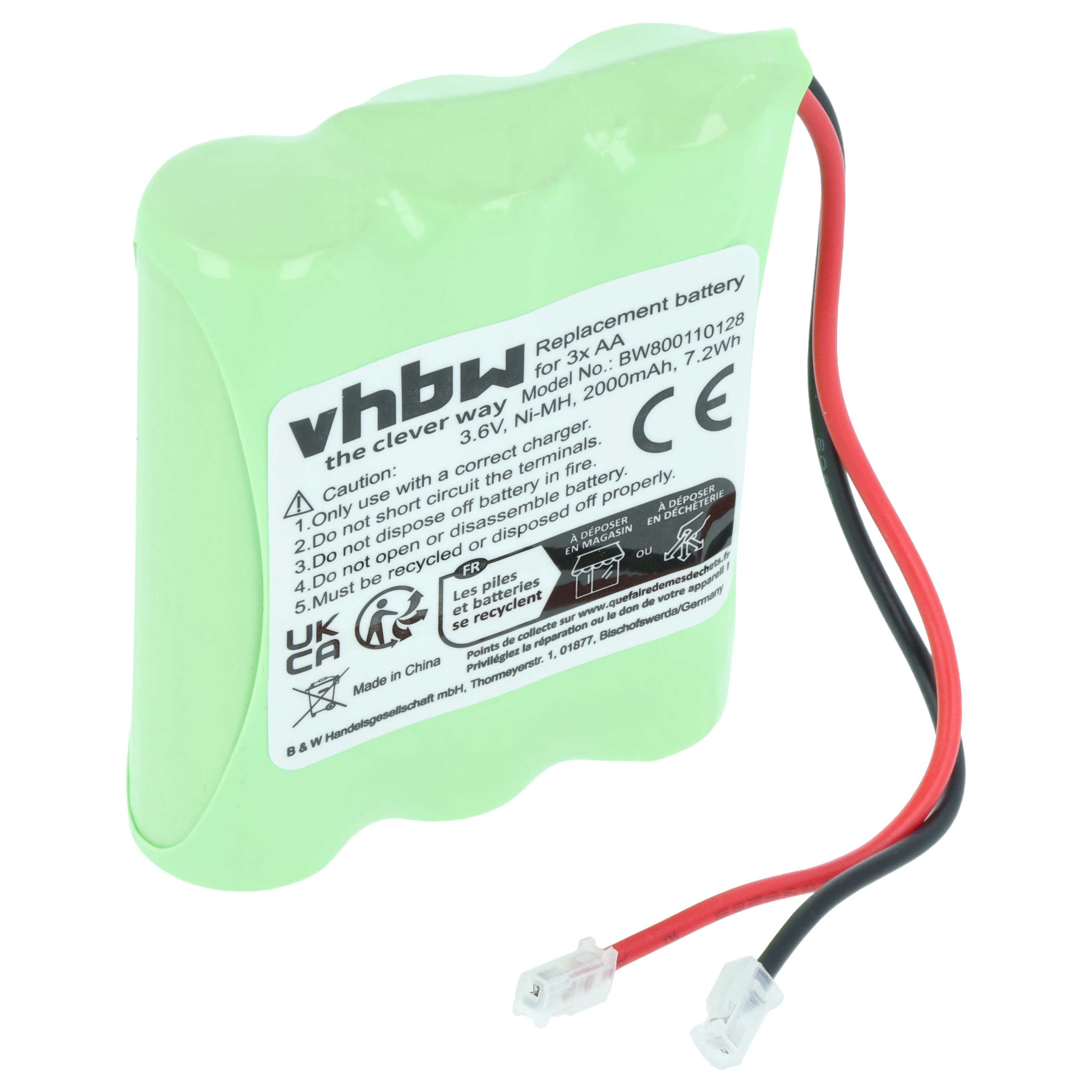 Universal Battery for various Devices - 2000 mAh 3.6 V NiMH Replaces 3x AA Mignon