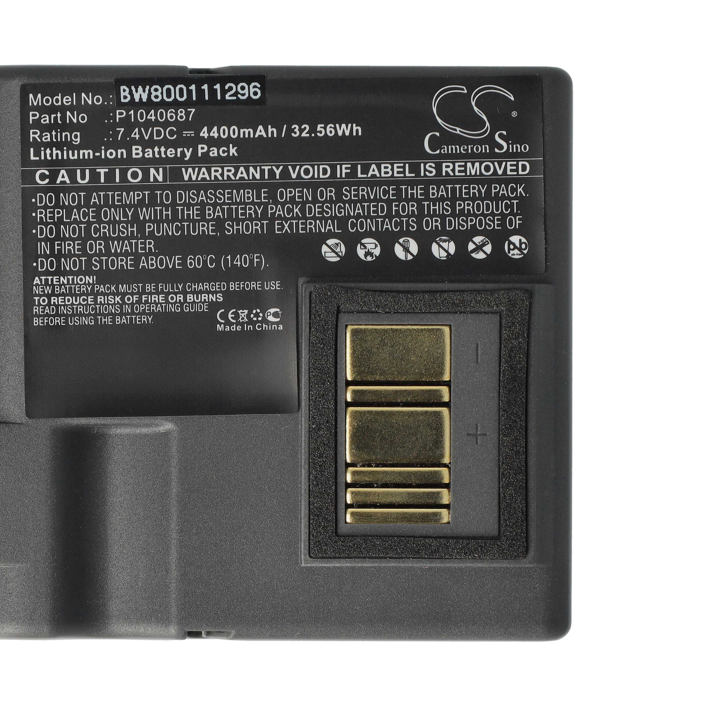 Printer 5x Battery replaces Zebra BTRY-MPP-68MA1-01, P1050667-016, P1040687 - 4400 mAh 7.4 V Li-Ion
