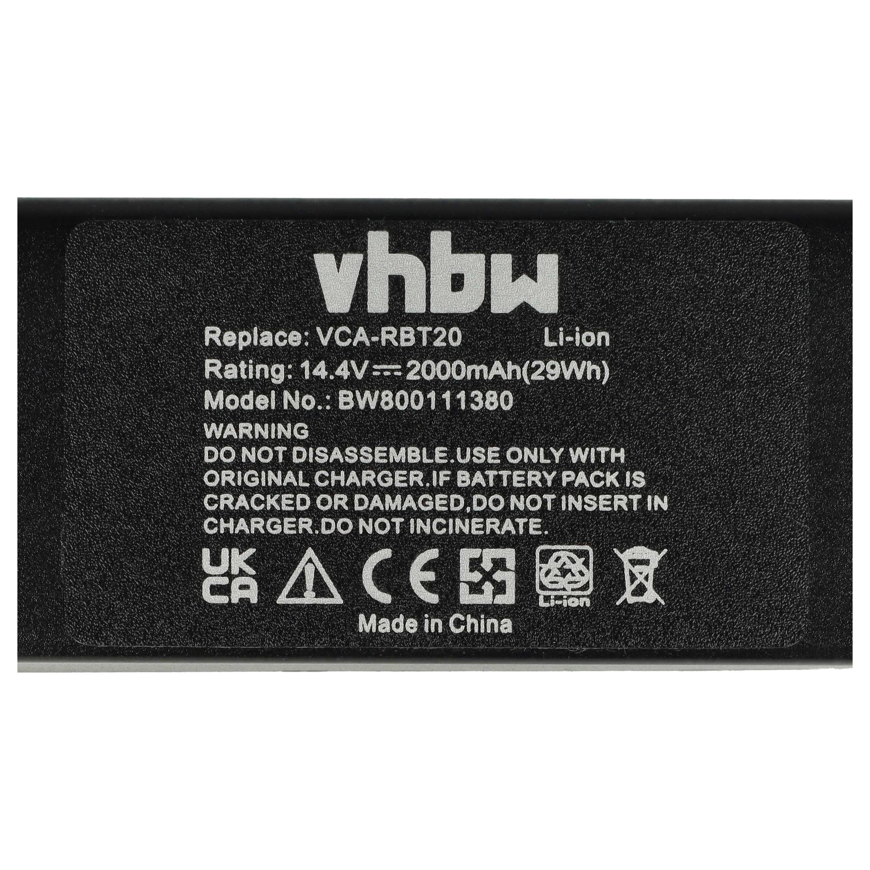 Batteria sostituisce Samsung AP5576883, DJ63-01050A, AP5579205 per aspirapolvere - 2000mAh 14,4V Li-Ion