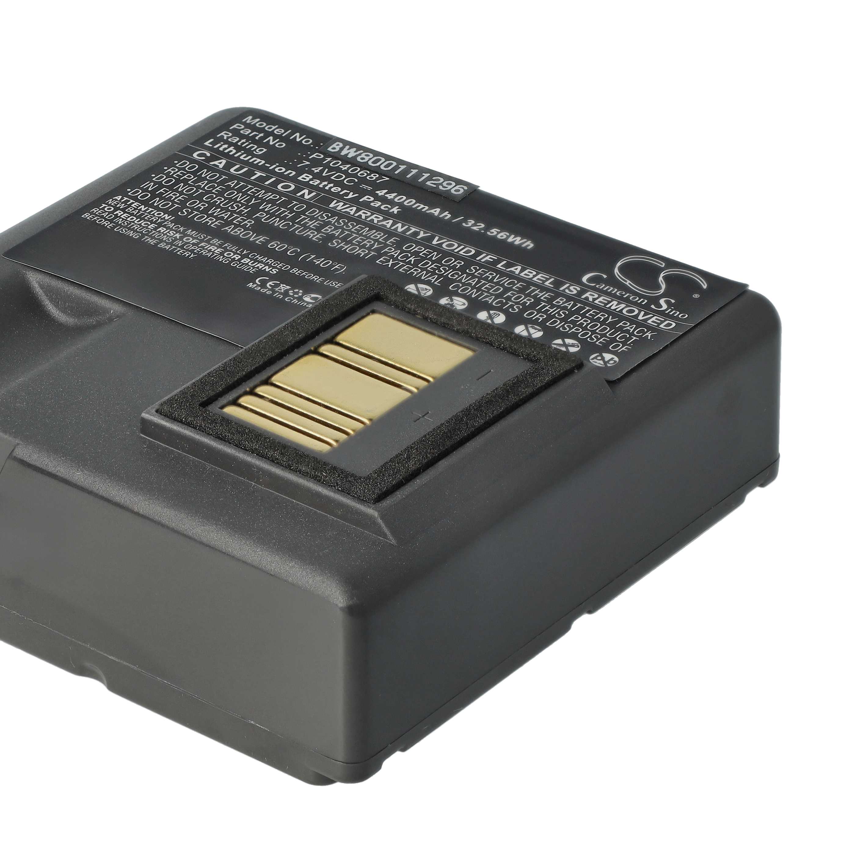 Printer 5x Battery replaces Zebra BTRY-MPP-68MA1-01, P1050667-016, P1040687 - 4400 mAh 7.4 V Li-Ion