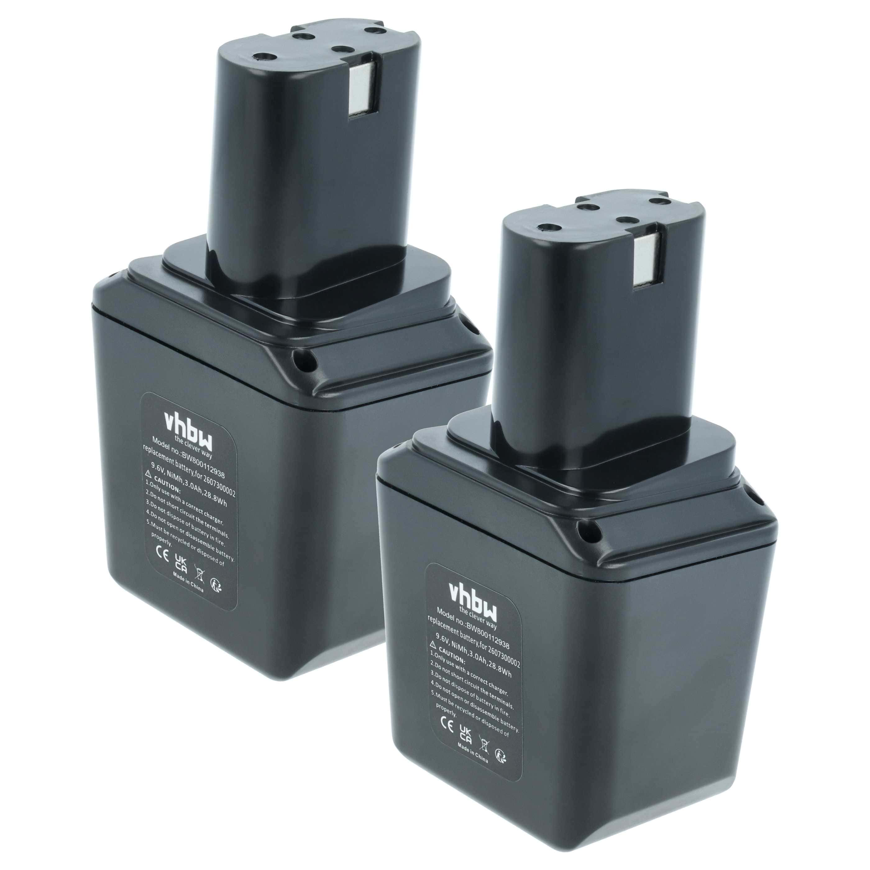 2x Battery replaces Bosch 26073000002, 2 607 3000 002, 2607300002 Electric Power Tool - 3000 mAh, 9.6 V, NiMH