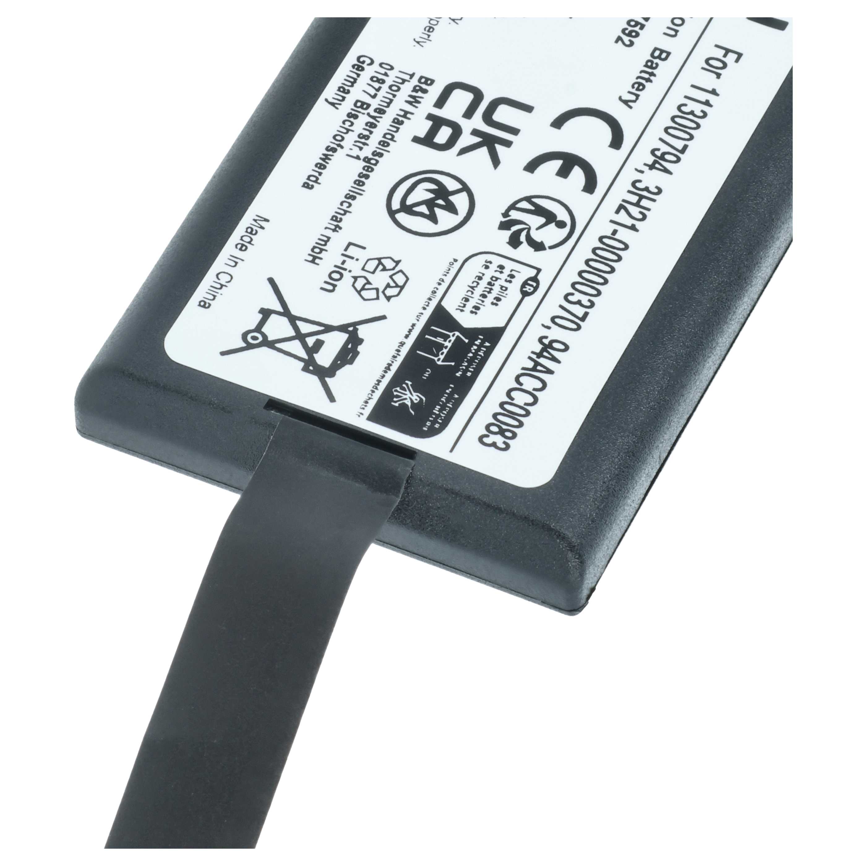 2x Akku als Ersatz für Datalogic 11300794, 3H21-00000370 für Datalogic Barcodescanner - 1000mAh 3,7V Li-Ion