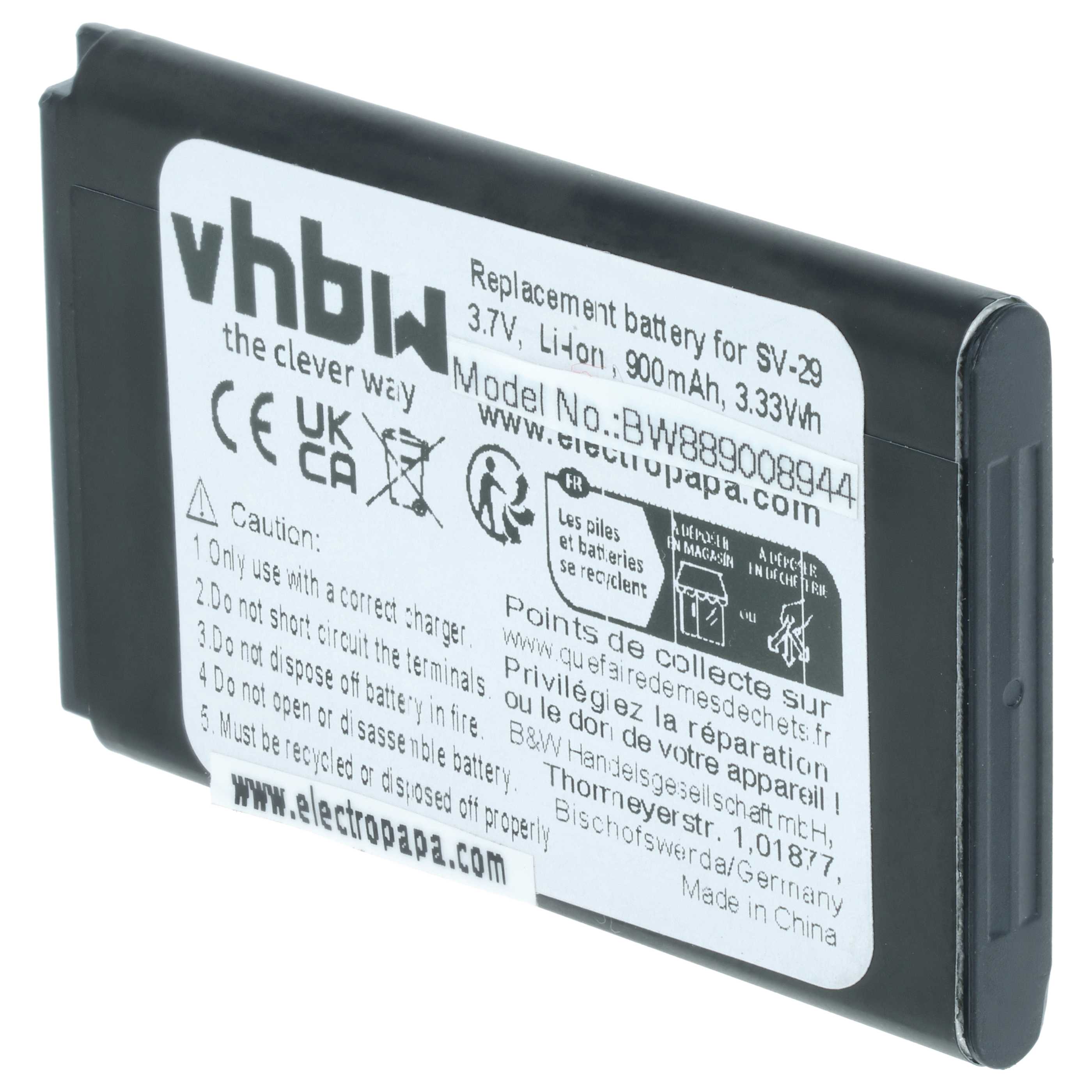 Batteria sostituisce Alcatel RTR001F01, 10000058 per cellulare - 900mAh 3,7V Li-Ion 