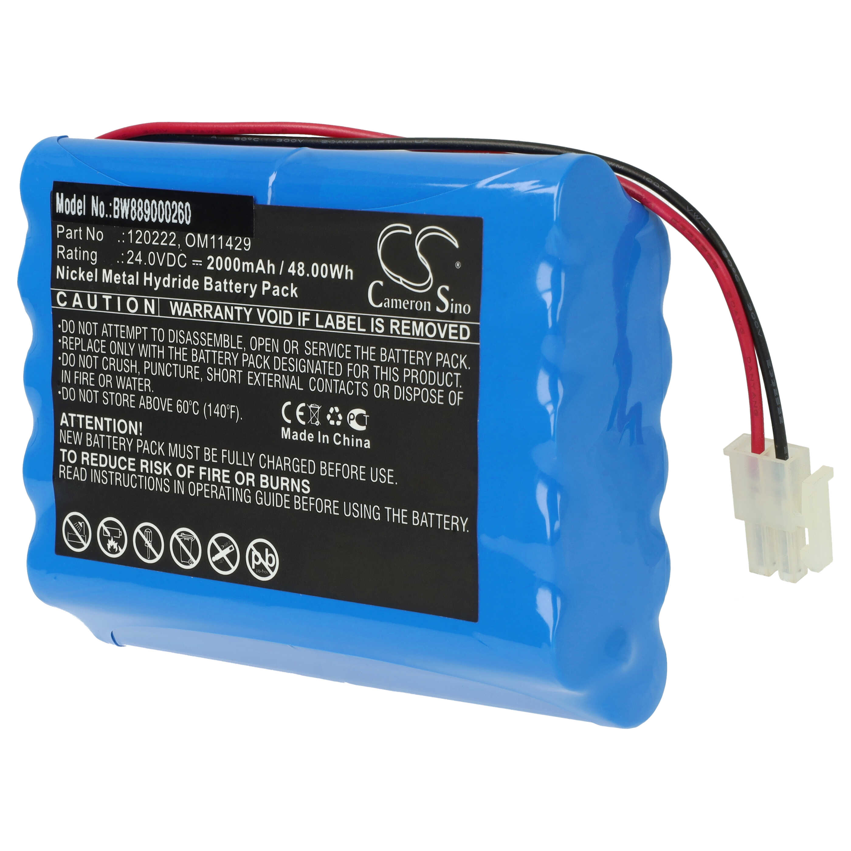 Akku als Ersatz für Cardioline AMED5062, AS30008, 0593, 120222, 1220211-01 für Cardioline - 2000mAh 24V NiMH