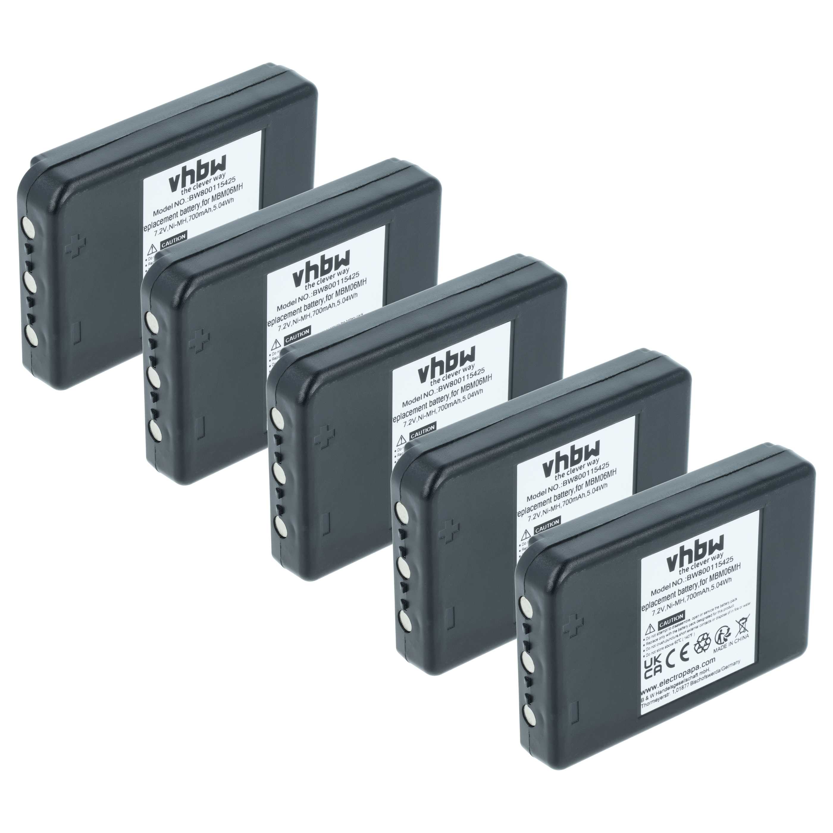 5x Akumulator do zdalnego sterowania zamiennik Autec MBM06MH - 700mAh 7,2V NiMH