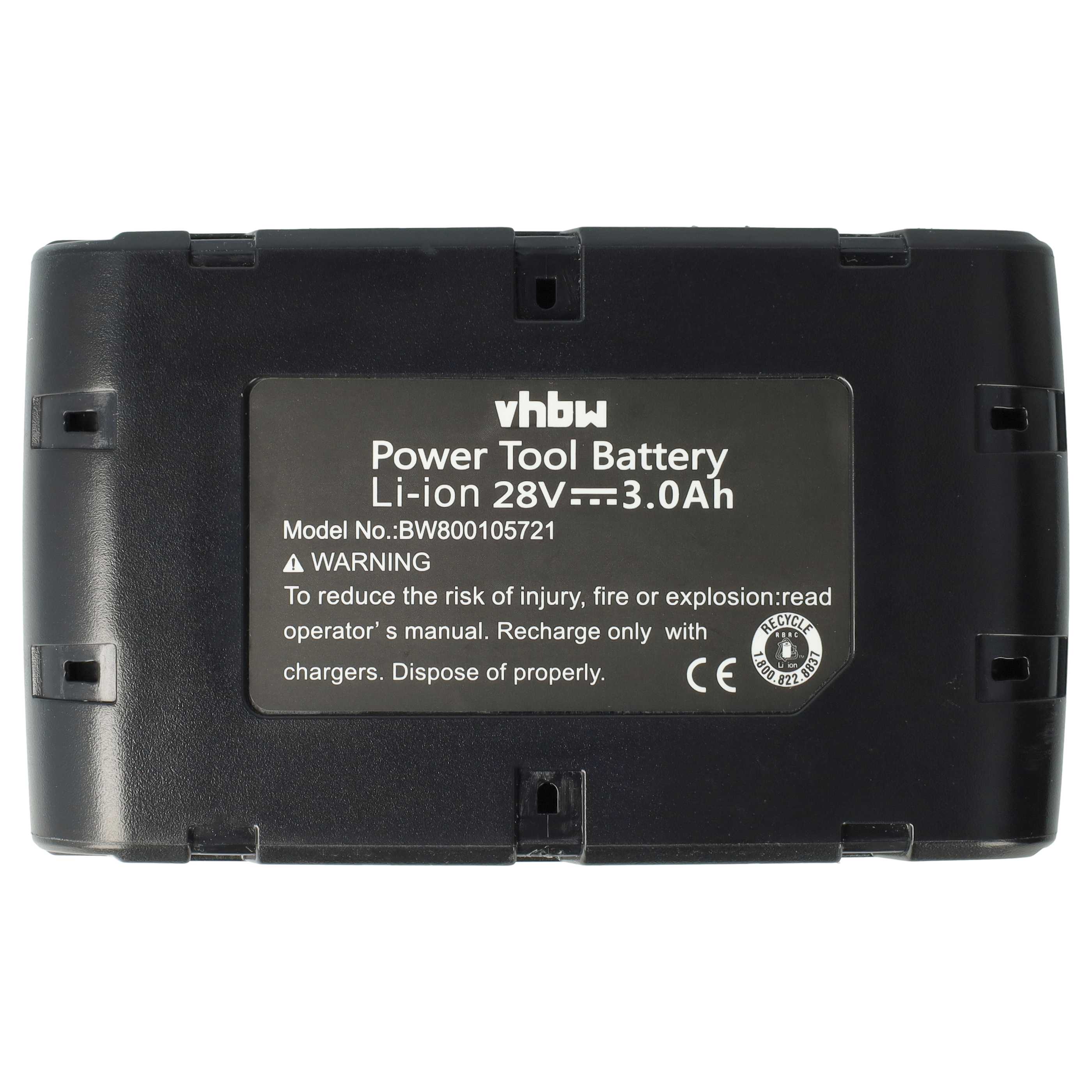 3x Battery replaces AEG Milwaukee 48-11-1830, 48-11-2830 Electric Power Tool - 3000 mAh, 28 V, Li-Ion