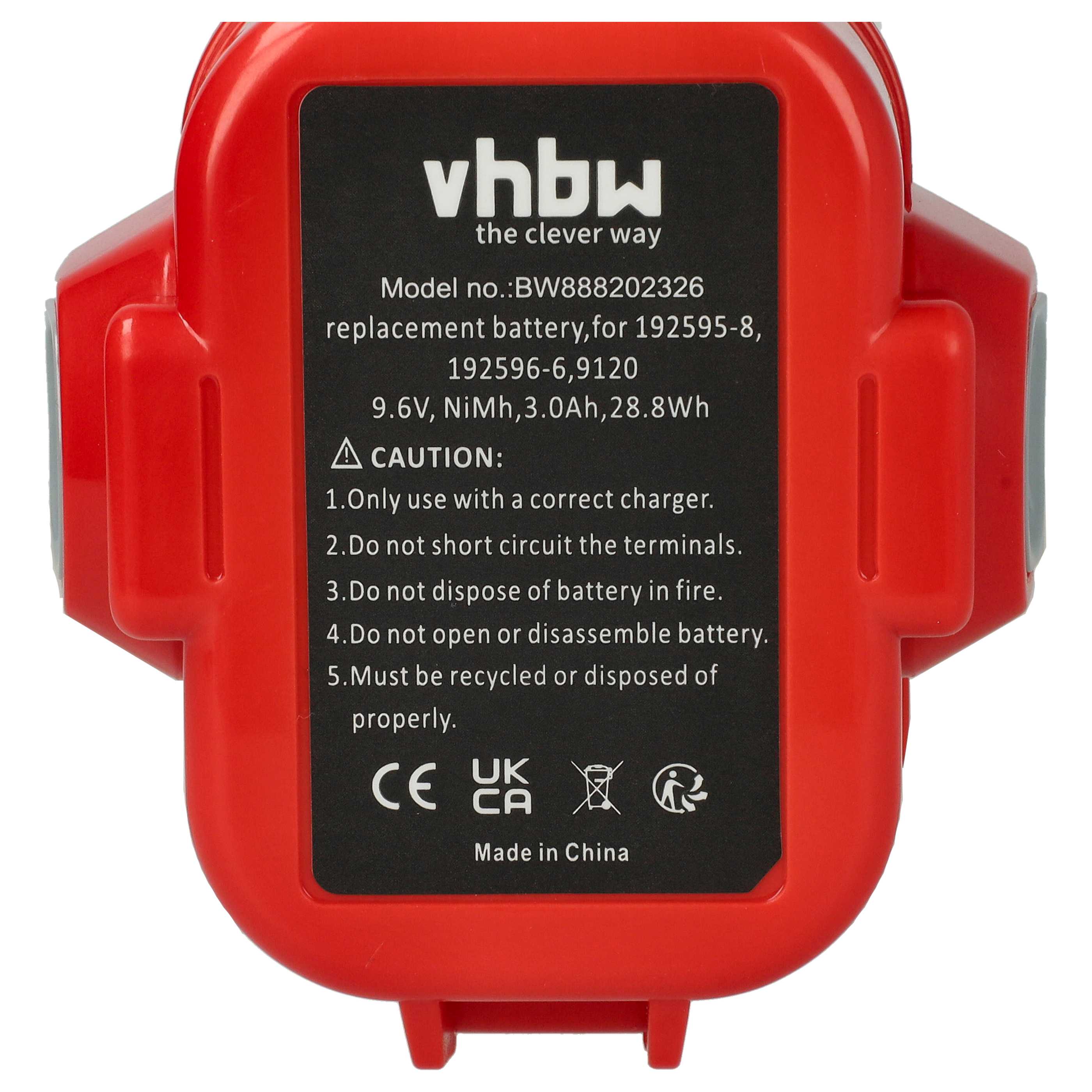 Battery replaces Makita 192638-6, 192596-6, 192697-A, 192595-8 Electric Power Tool - 3000 mAh, 9.6 V, NiMH