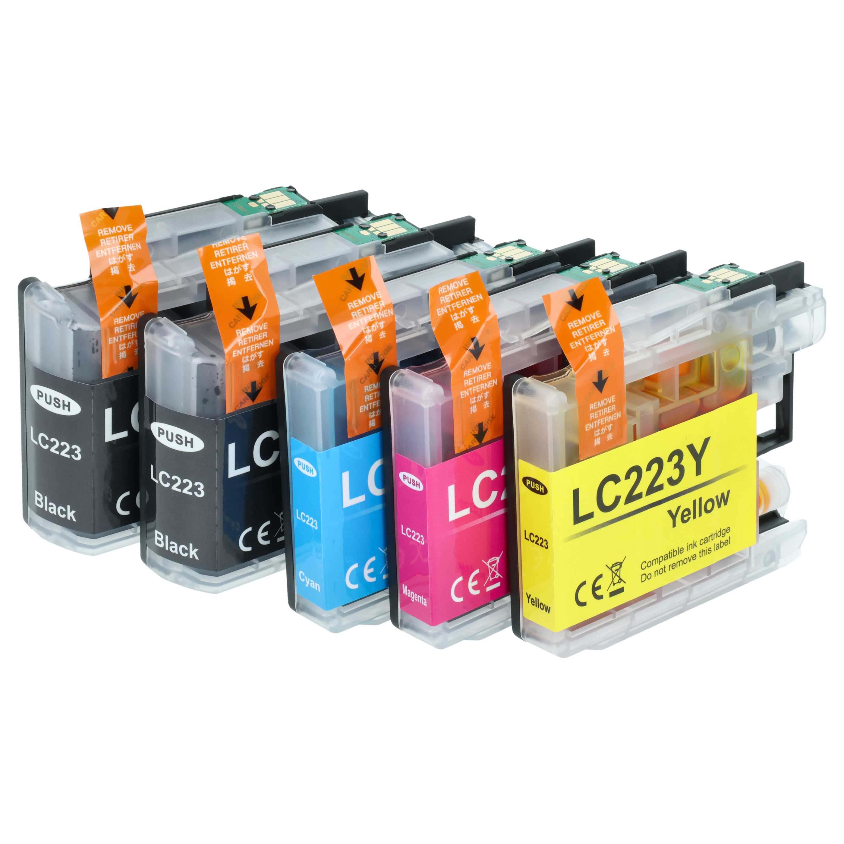 5x Set cartucce di inchiostro sostituisce Brother LC223, LC223BK, LC223C per stampante - B/C/M/Y 62 ml + chip