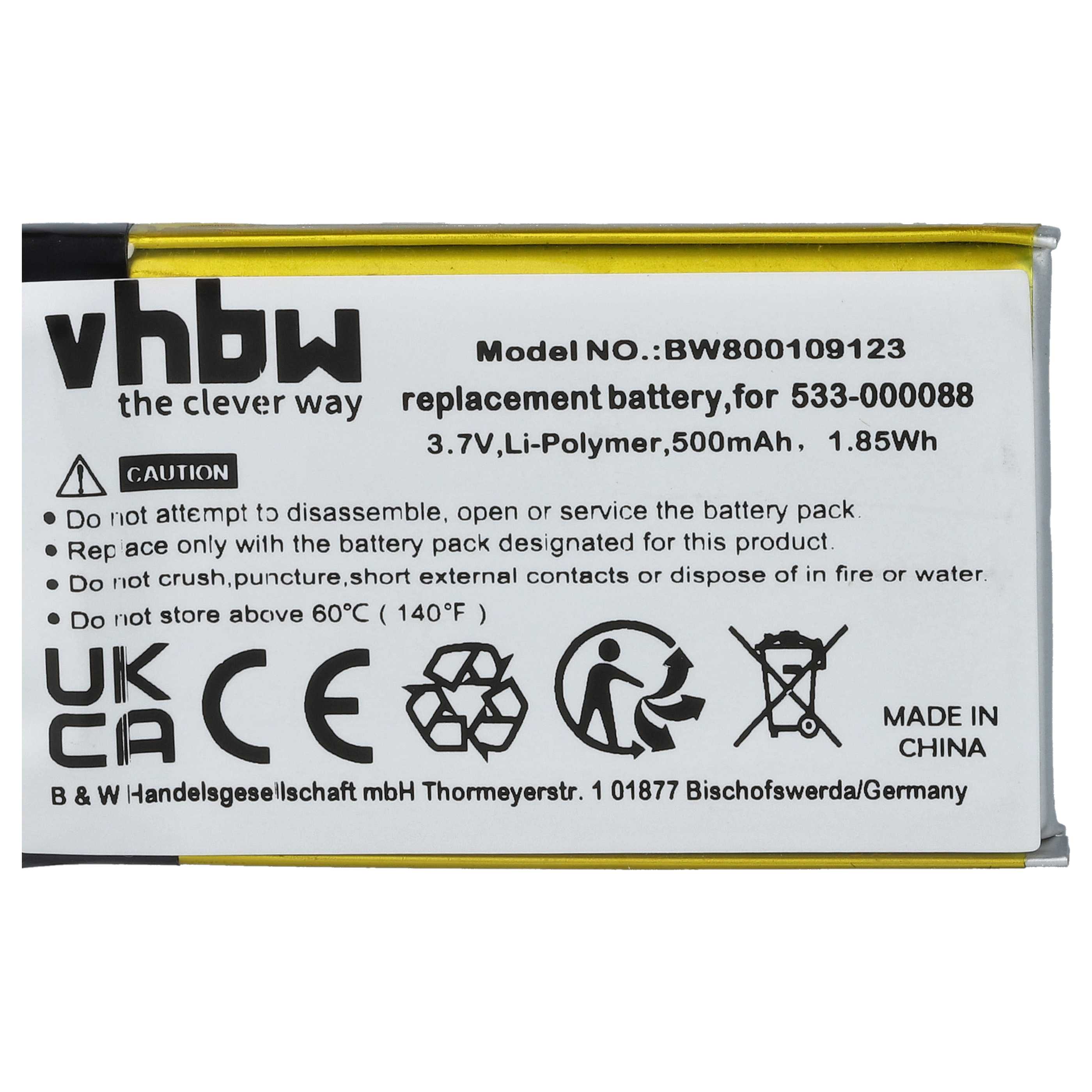 Wireless Touchpad Battery replaces Logitech 1506, 1412 - 500 mAh 3.7 V Li-polymer + Black Connector