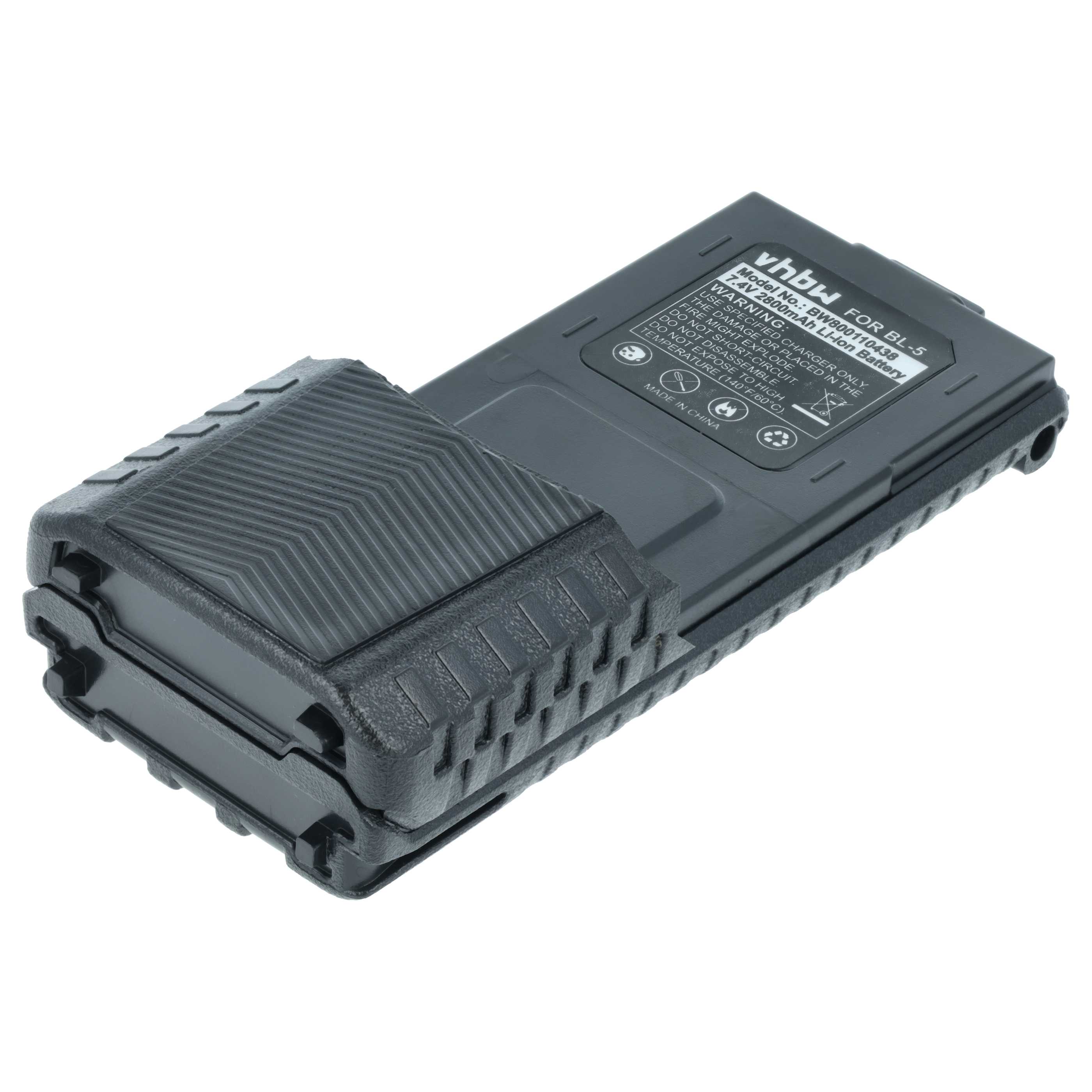 Radio 5x Battery replaces Baofeng BL-5 - 2800 mAh 7.4 V Li-Ion