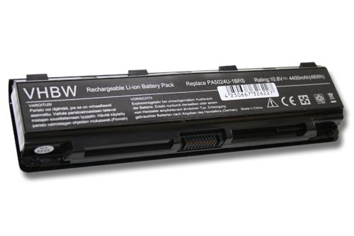 Notebook Battery Replacement for Toshiba PA5024U-1BRS, PA5023U-1BRS - 4400mAh 10.8V Li-Ion, black