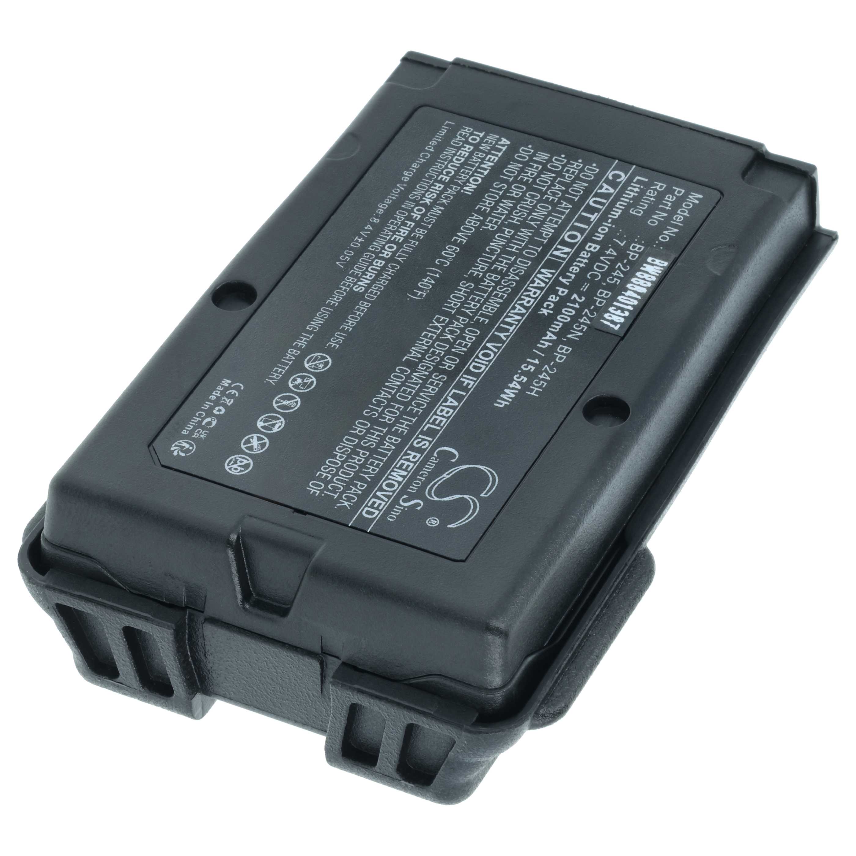 Radio 2x Battery replaces Icom BP-245H, BP-245N, BP-245 - 2100 mAh 7.4 V Li-Ion + Belt Clip