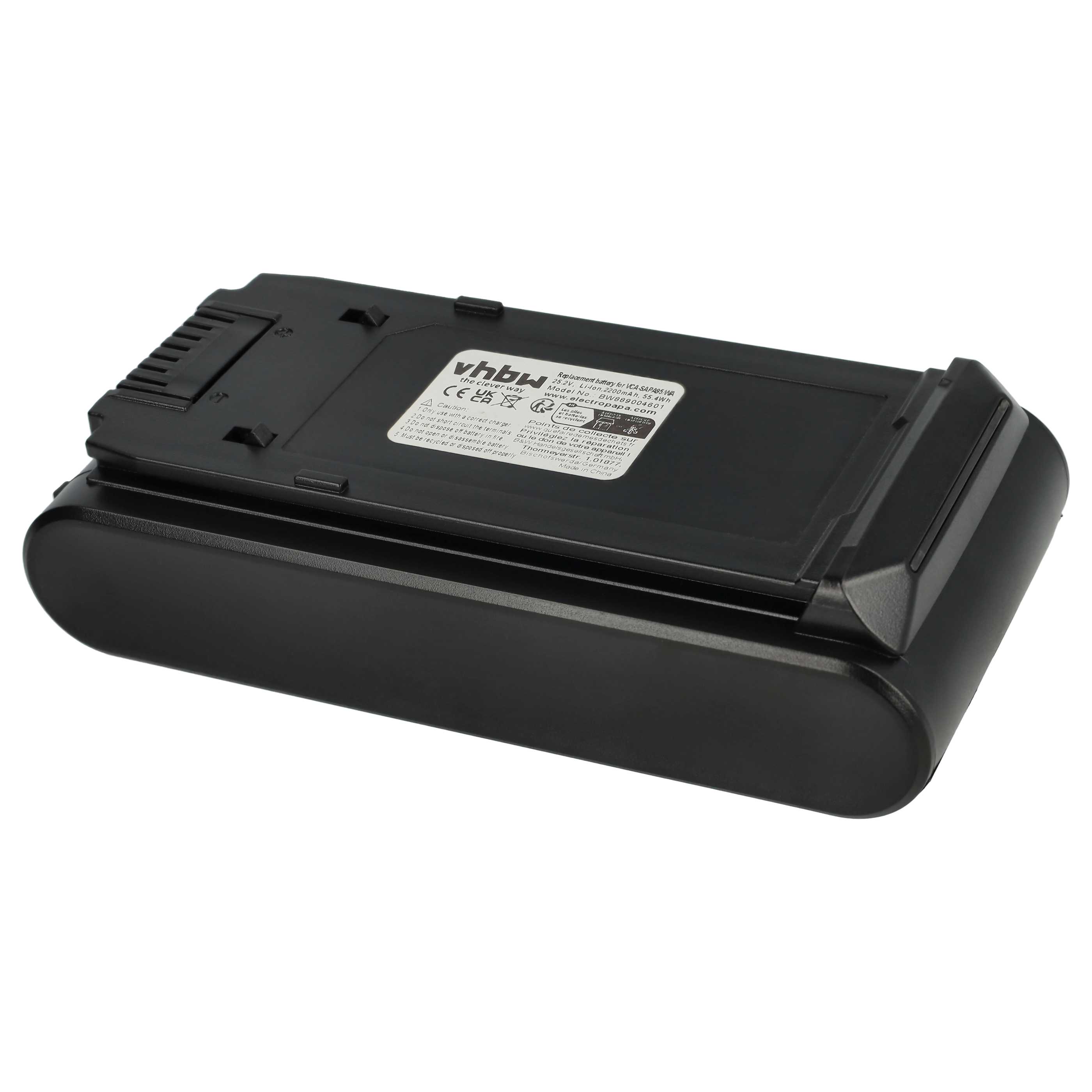 Batteria sostituisce Samsung DJ96-00242A, VCA-SAPA95/WA, VCA-SBTA95 per aspirapolvere - 2200mAh 25,2V Li-Ion