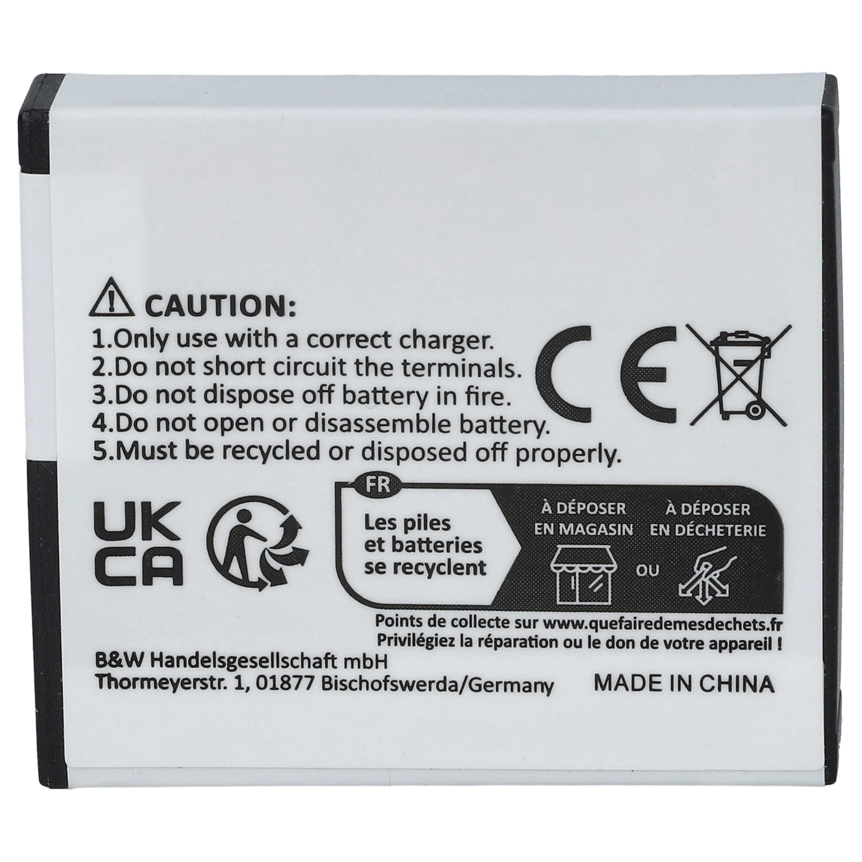 Battery replaces Rollei AC 410-420, RL410B - 1000mAh, 3.7V, Li-Ion
