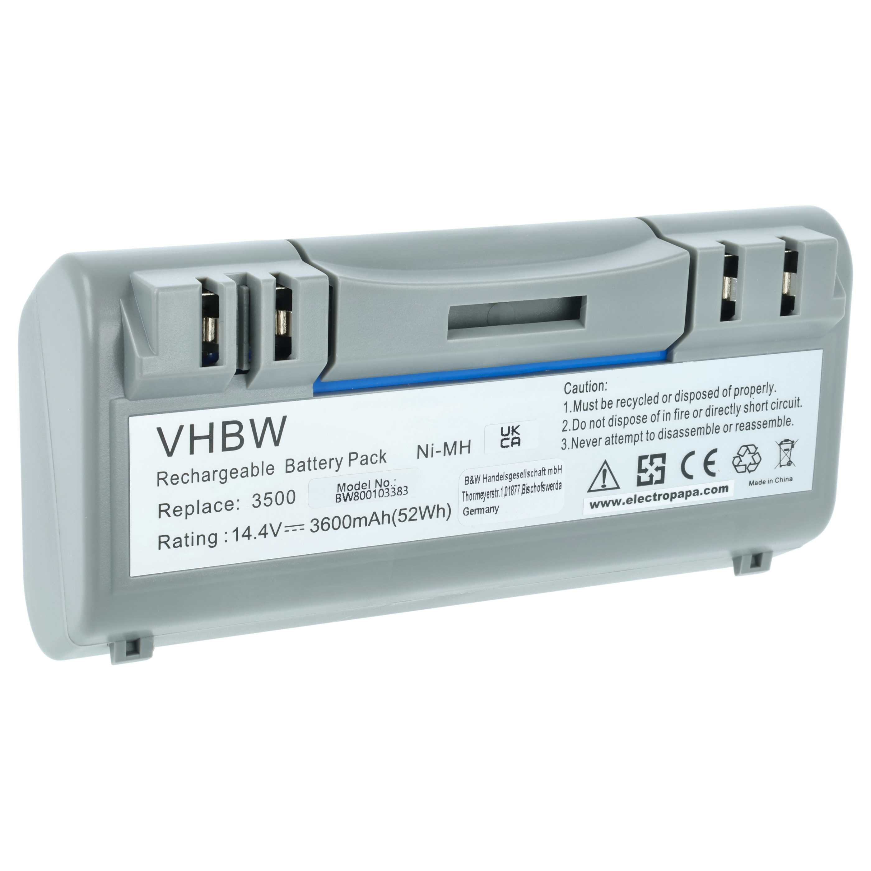 Battery replaces AEG SP385-BAT, 14904, SP5832 for iRobot 3600mAh, 14.4V, NiMH