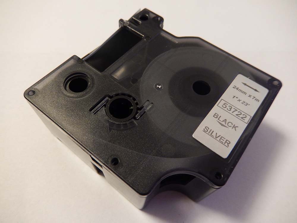 Cassetta nastro sostituisce Dymo D1, 53722 per etichettatrice Dymo 24mm nero su argentato