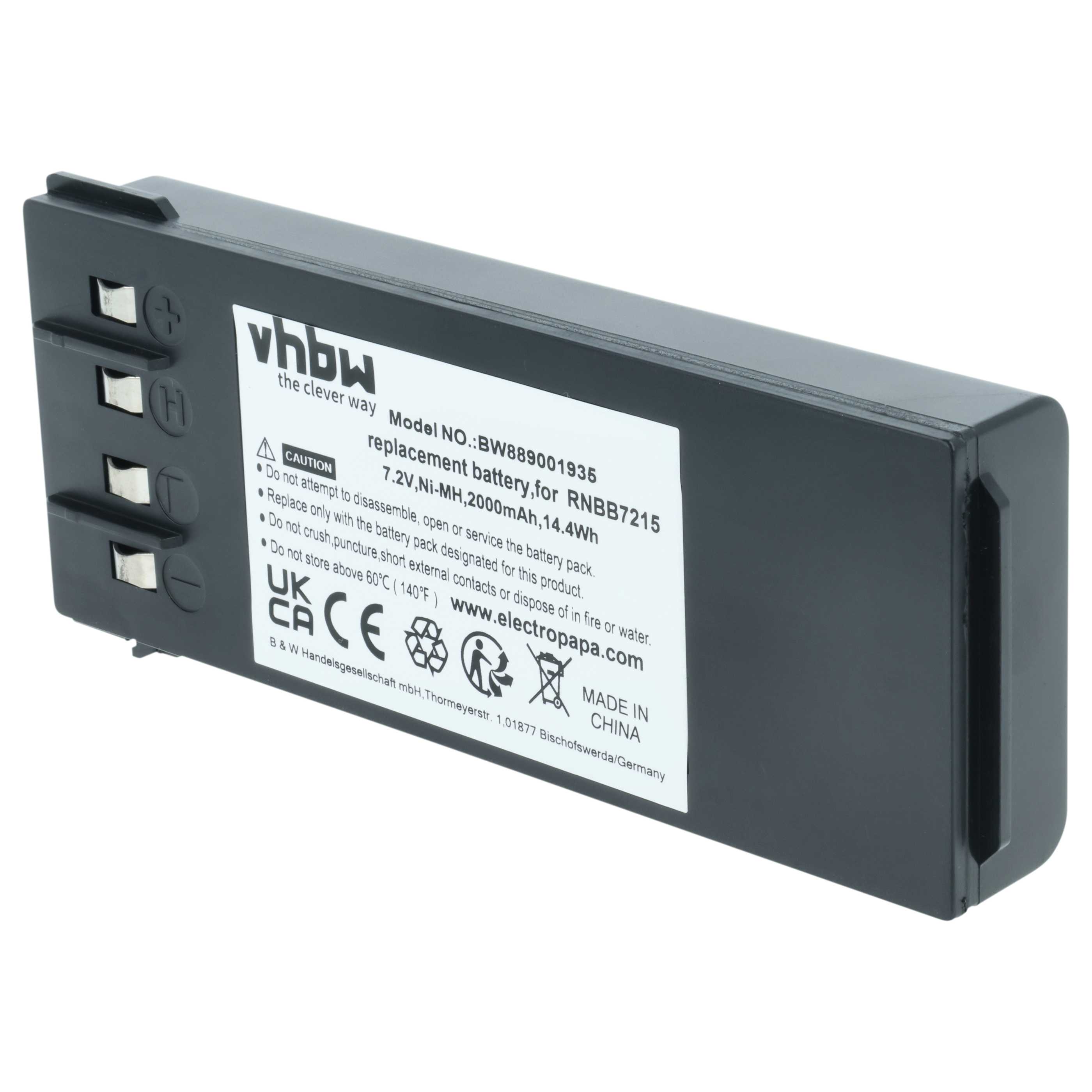 Batteria (2 pz) sostituisce Hiab 2.250.2011, 2.250.1000, 2.250.2010, 22501000 telecomando - 2000mAh 7,2V NiMH