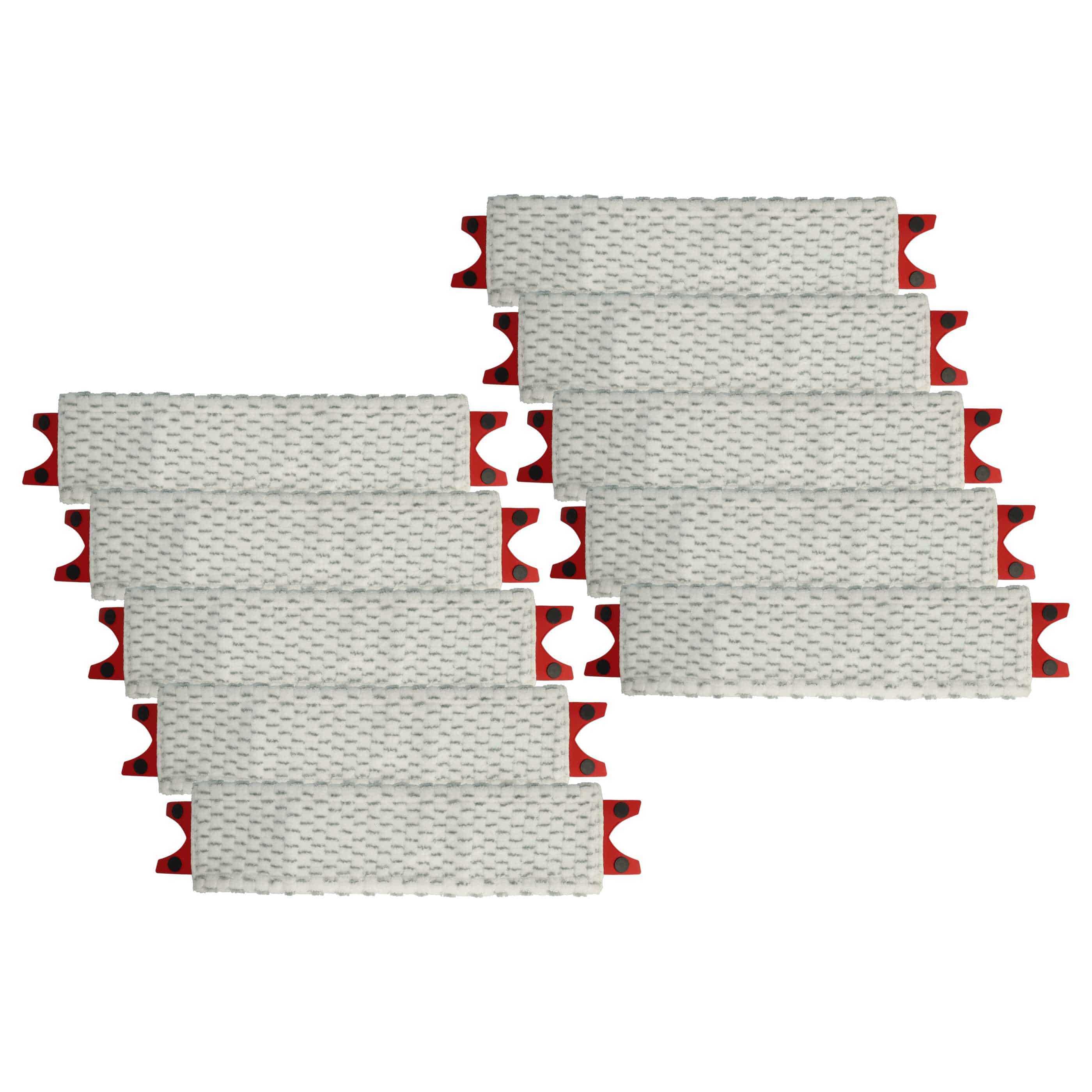 10x Lingette remplace Vileda 161036 pour balais serpillère Vileda - microfibre, blanc, gris, rouge