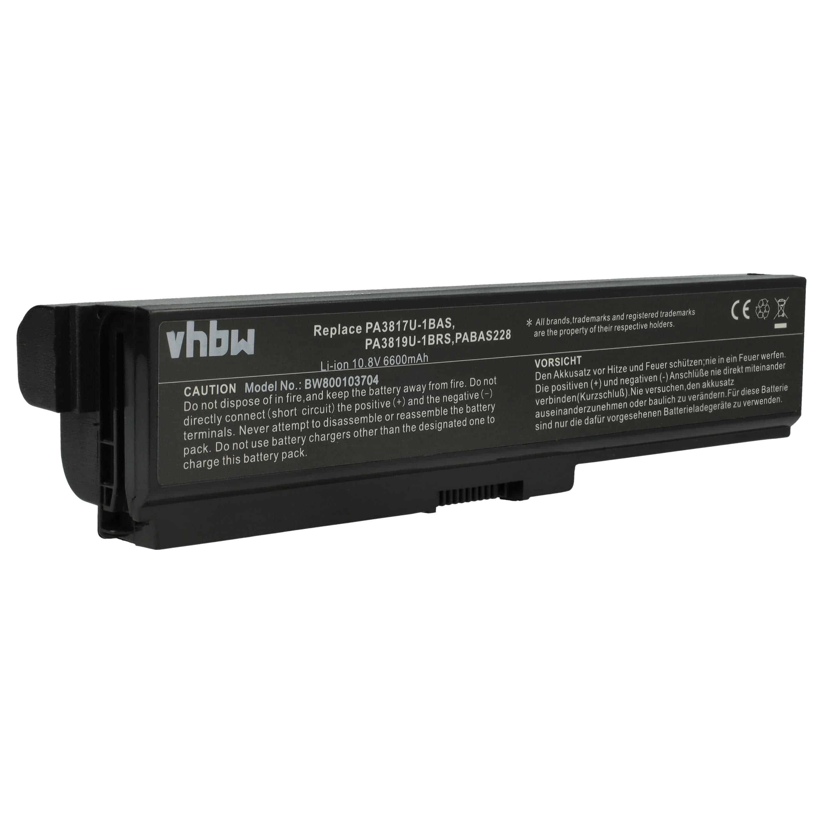 Akumulator do laptopa zamiennik Toshiba PA3817U-1BRS, PA3817U-1BAS - 6600 mAh 11,1 V Li-Ion, czarny