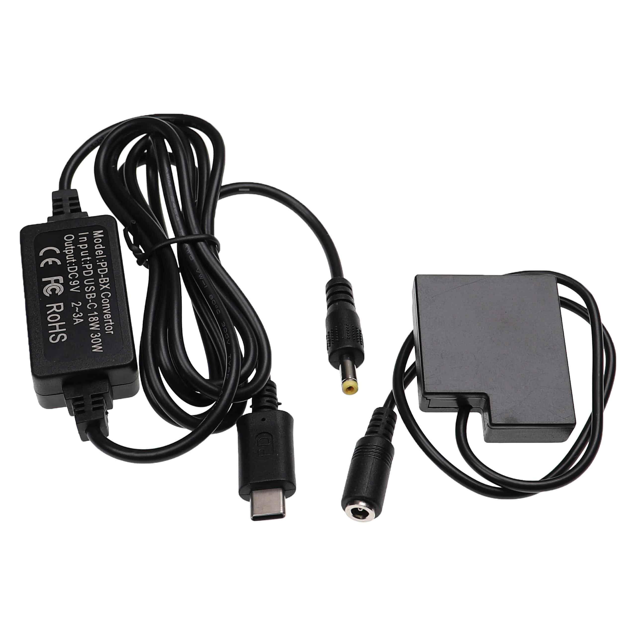 Fuente alimentación USB reemplaza Panasonic DMW-AC8 para cámaras + acoplador CC reemplaza Panasonic DMW-DCC15