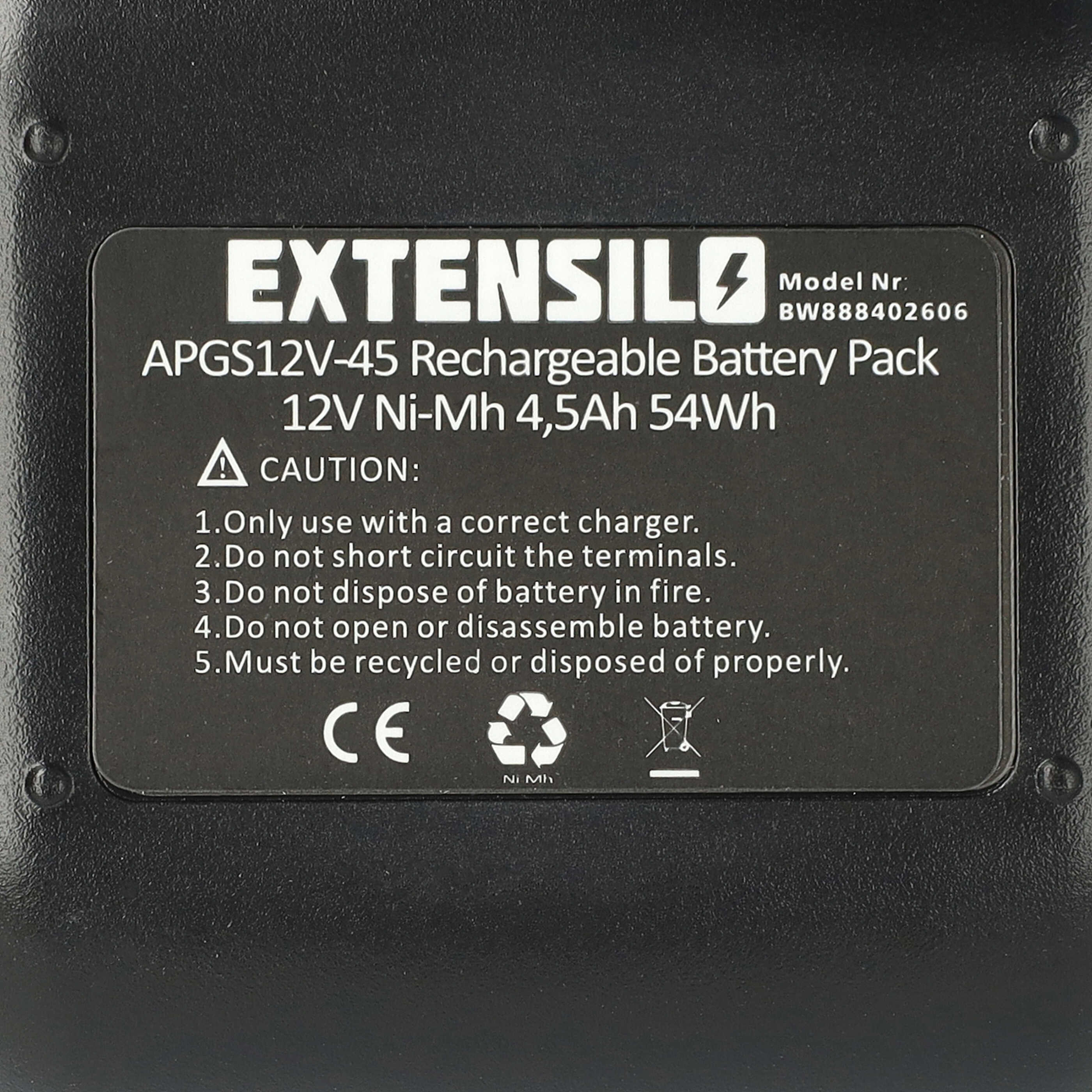 Batterie remplace Gesipa CPT12/2 EHD pour outil électrique - 4500 mAh, 12 V, NiMH