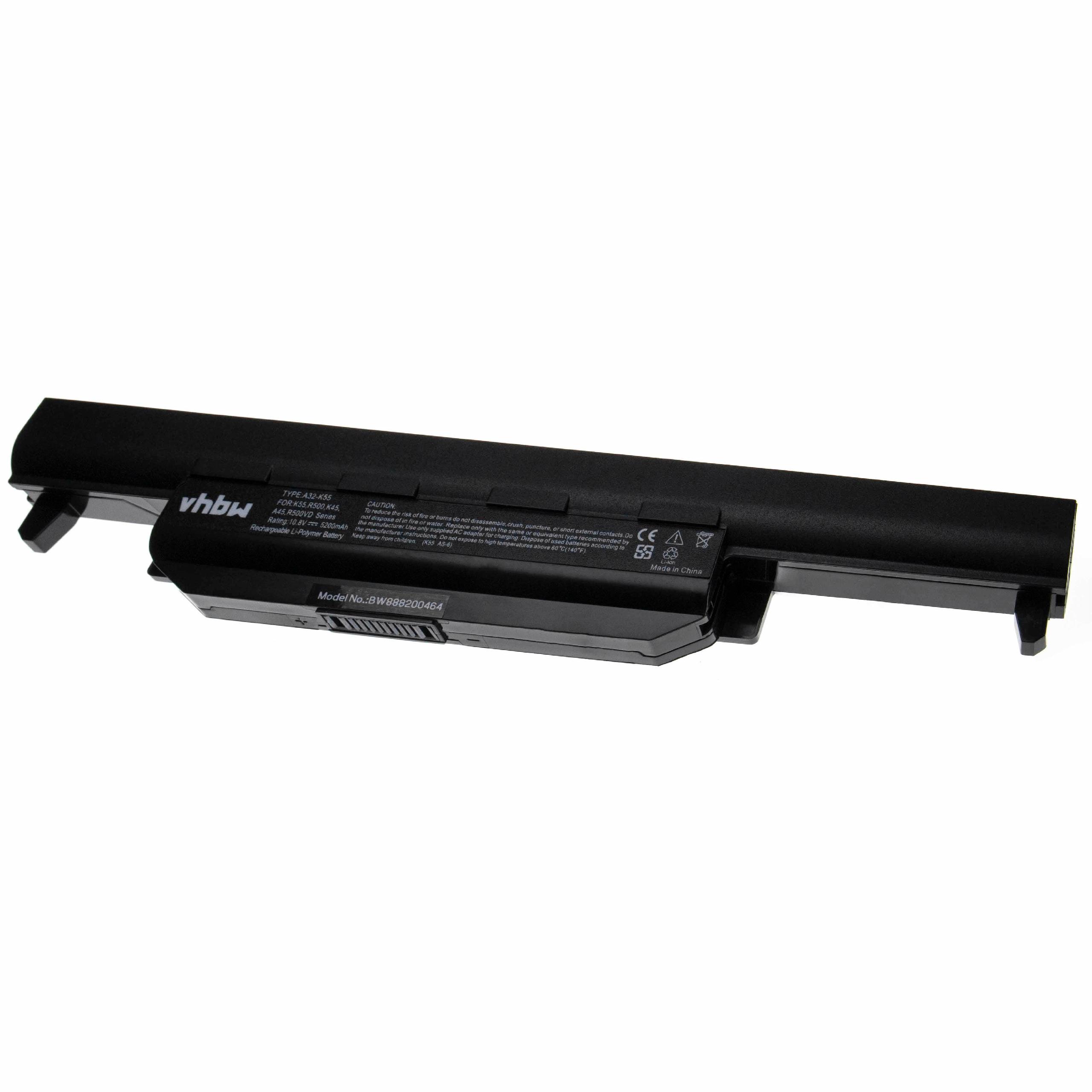 Notebook Battery Replacement for Asus A33-K55, A32-K55, A41-K55 - 5200mAh 10.8V Li-polymer, black