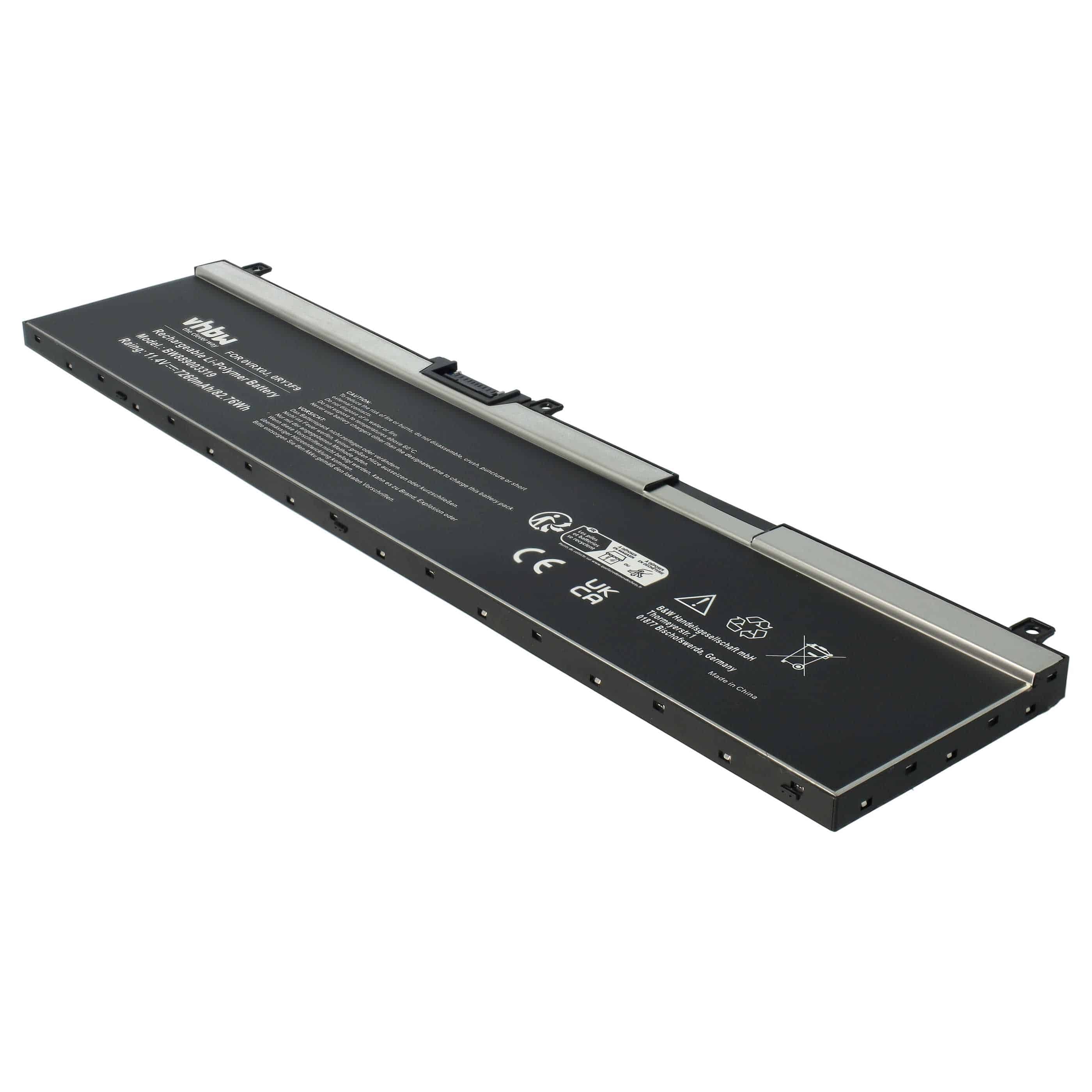 Batterie remplace Dell 0VRX0J, 451-BCGI, 0WMRC77I, 0RY3F9 pour ordinateur portable - 7260mAh 11,4V Li-polymère