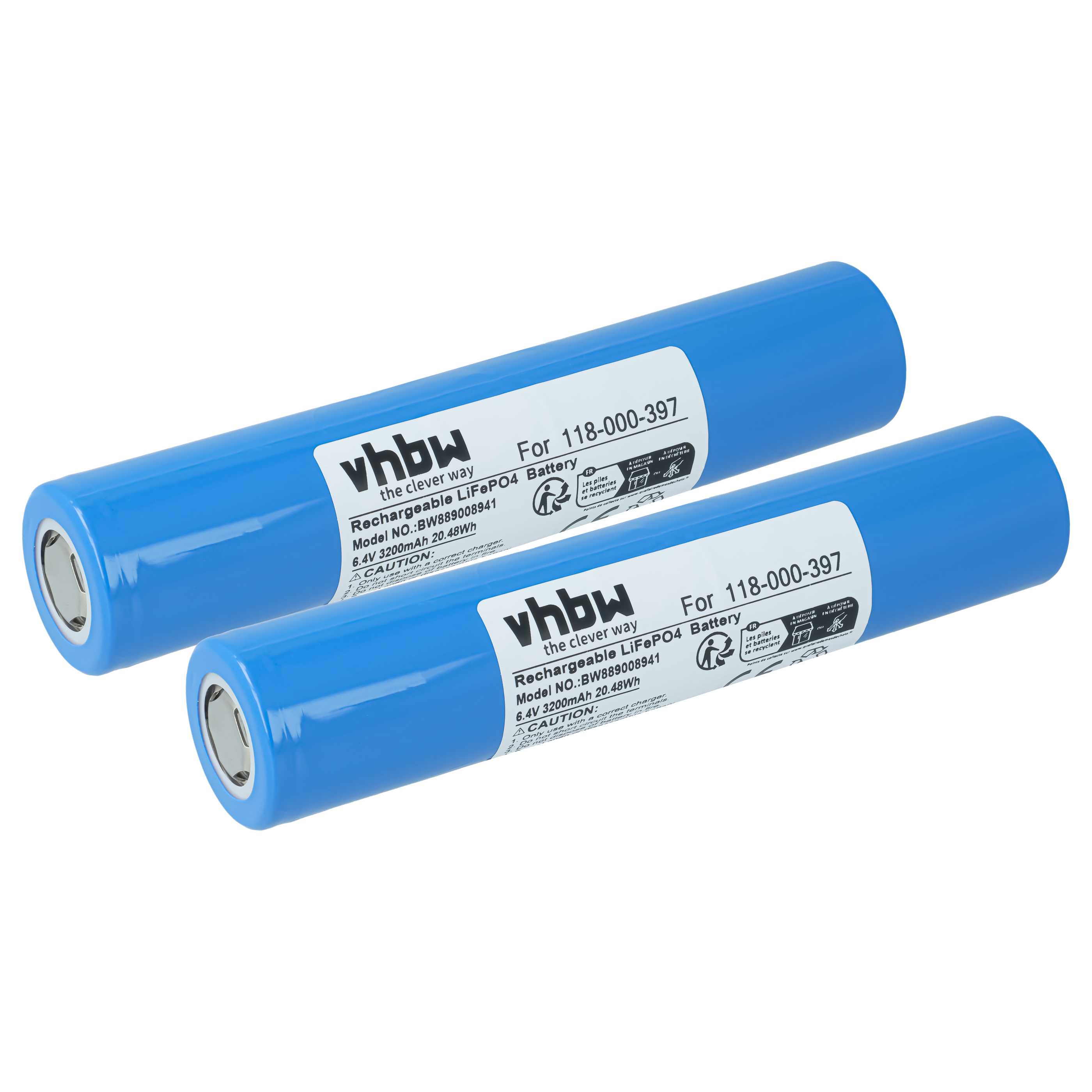 Torch - 2x Battery replaces Maglite 118-000-397 - 3200 mAh 6.4 V LiFePO4